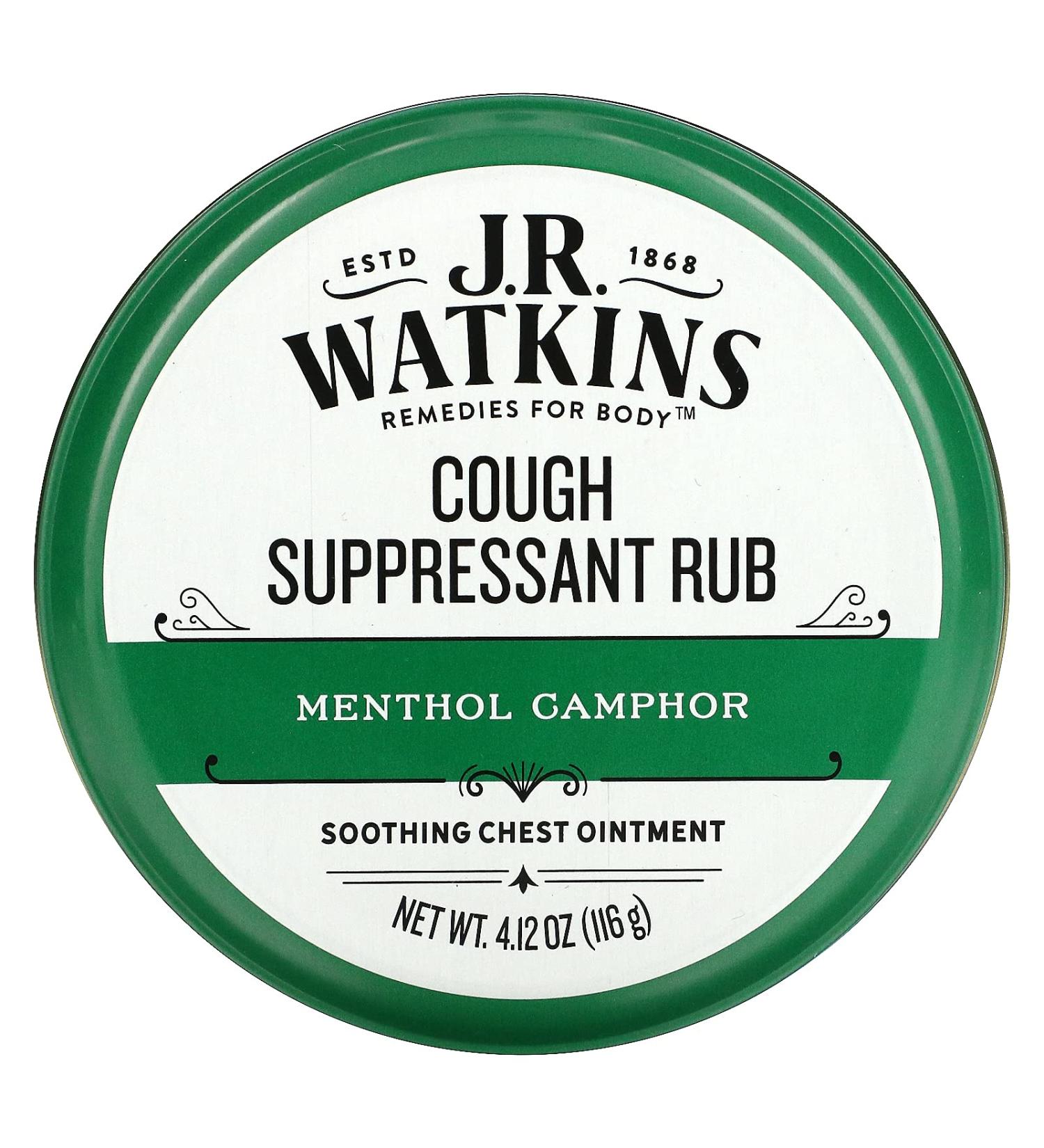 J R Watkins Cough Suppressant Rub - Menthol & Camphor 4.12 oz | Natural Relief - Buy Online on SooperMarket.com