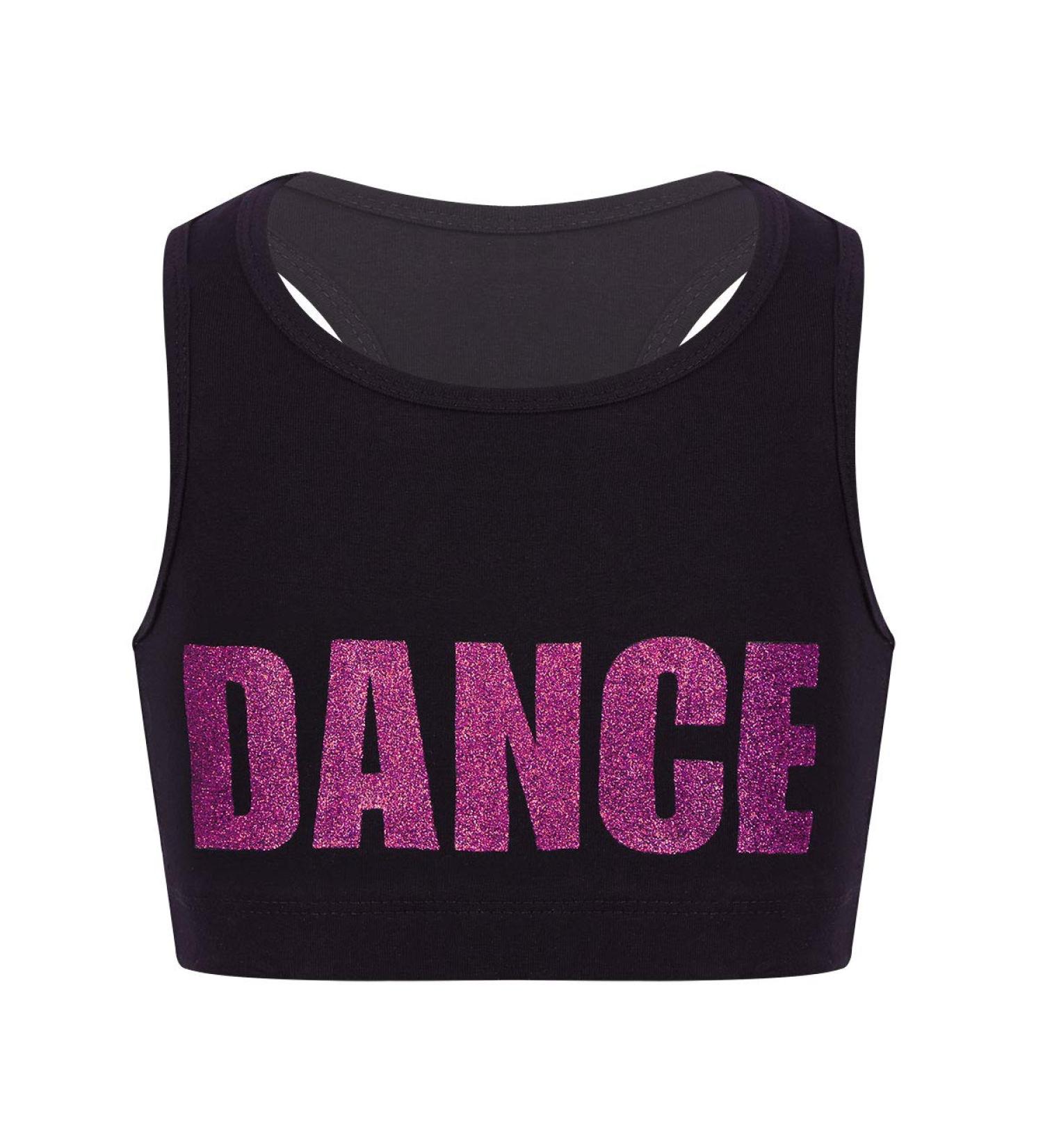 Yeahdor Girls Glittery Racerback Athletic Dance Gymnastics Sports Bra Tank - Rose Red, Size 5-6 - Buy Online on SooperMarket.com
