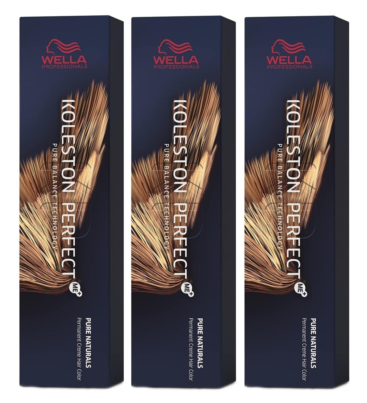 Wella 3 pack Koleston Perfect Me+ KP PURE NATURALS 55/0 light brown intense natural brown 3 pieces (1 pack)