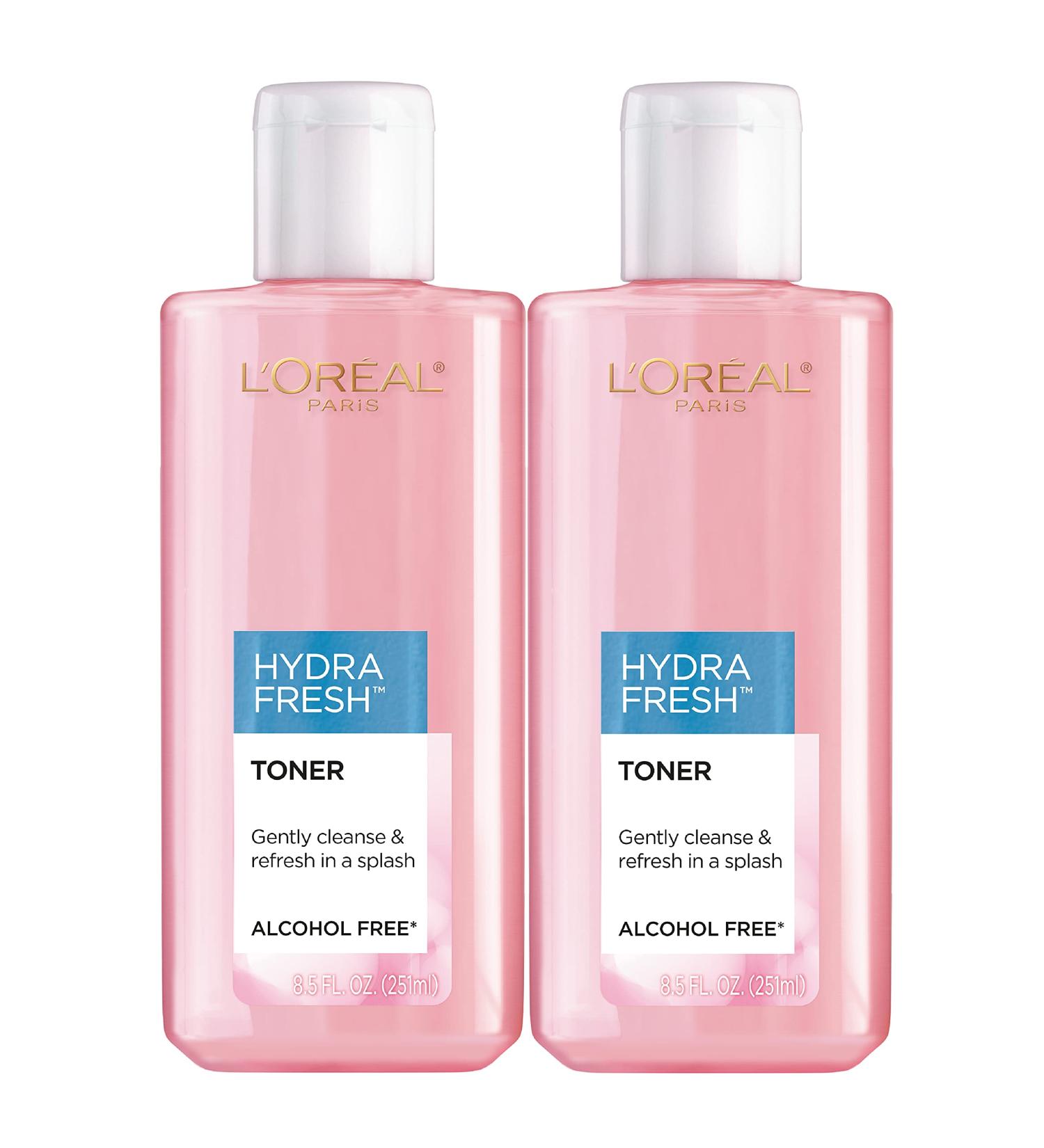 L'Oreal Paris HydraFresh Toner - Alcohol-Free Face Toner with Pro-Vitamin B5 for Smooth & Bright Complexion 8.5 Fl Oz (Pack of 2) - Buy Online on SooperMarket.com
