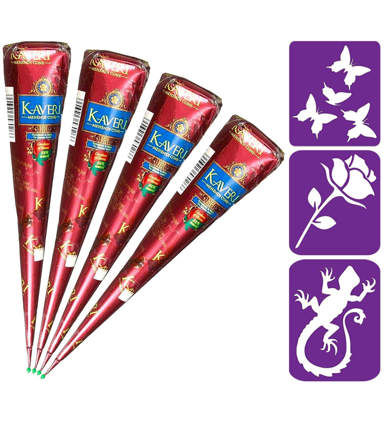 HANUMAN STORE Kaveri Henna 100% Natural Mehendi Cone 4 x 25 g No Chemicals No PPD - Buy Online on SooperMarket.com