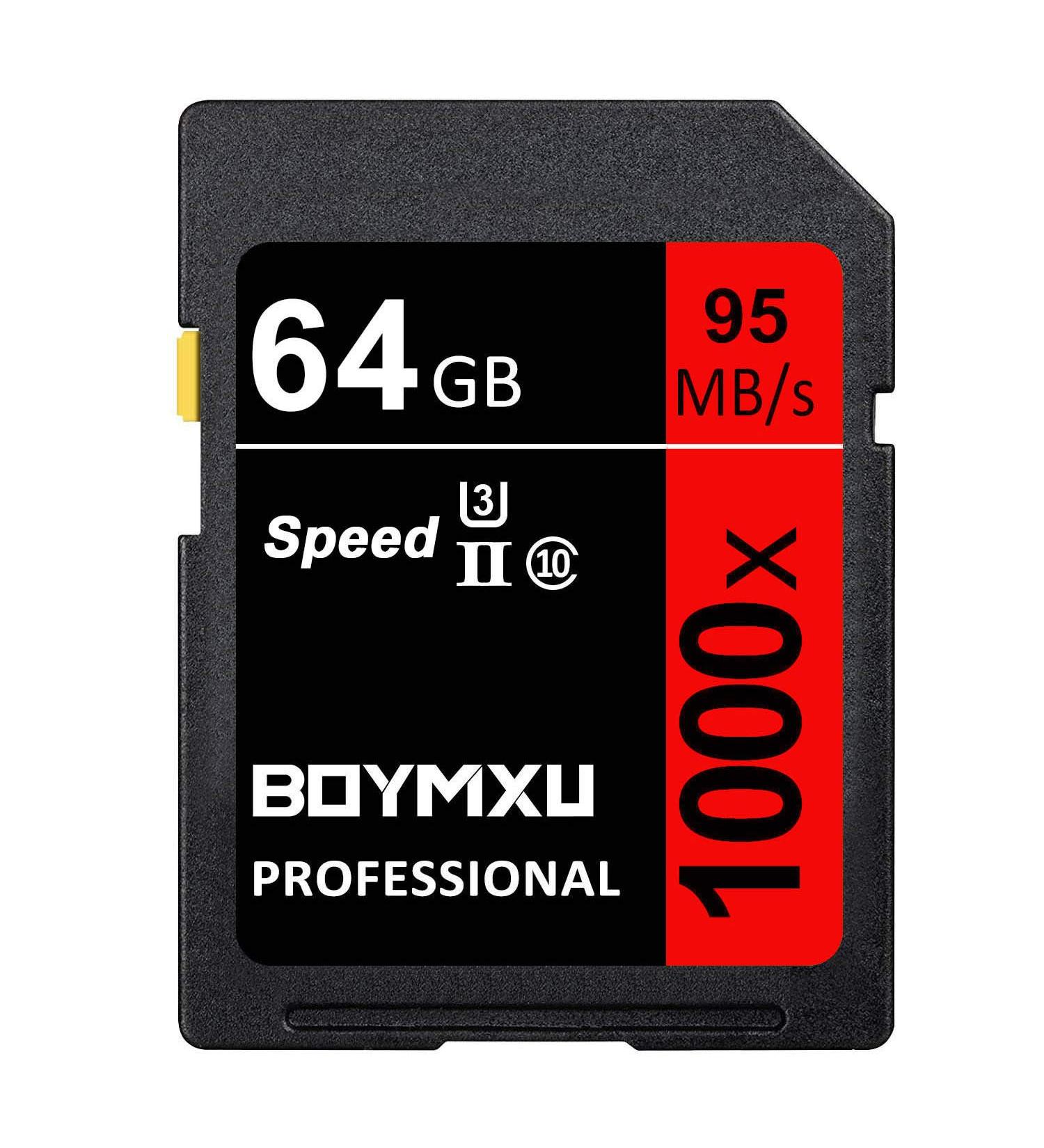 BOYMXU Professional 1000x Class 10 64GB Memory Card - U3 High Speed for Computer, Cameras, and Camcorders - Up to 95MB/s - Red/Black - Buy Online on SooperMarket.com