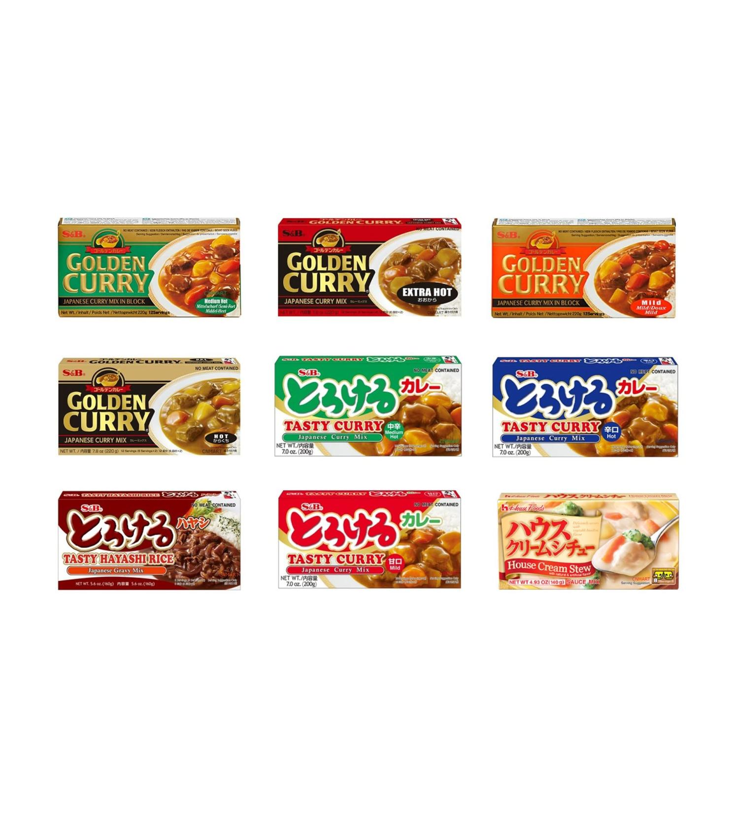 S&B Golden Curry Sauce Mixed Assorted Flavours 220g (Pack of 4) Self Customised - Buy Online on SooperMarket.com
