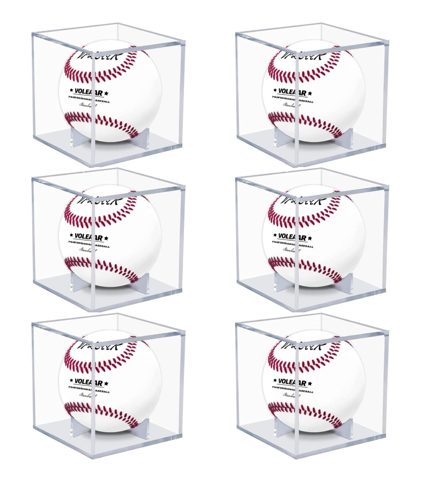 VOLEAAR 6 Pack Baseball Display Case - UV Protected Acrylic Cube Holder for Autograph Memorabilia - Official Size Baseball Display Box - Buy Online on SooperMarket.com