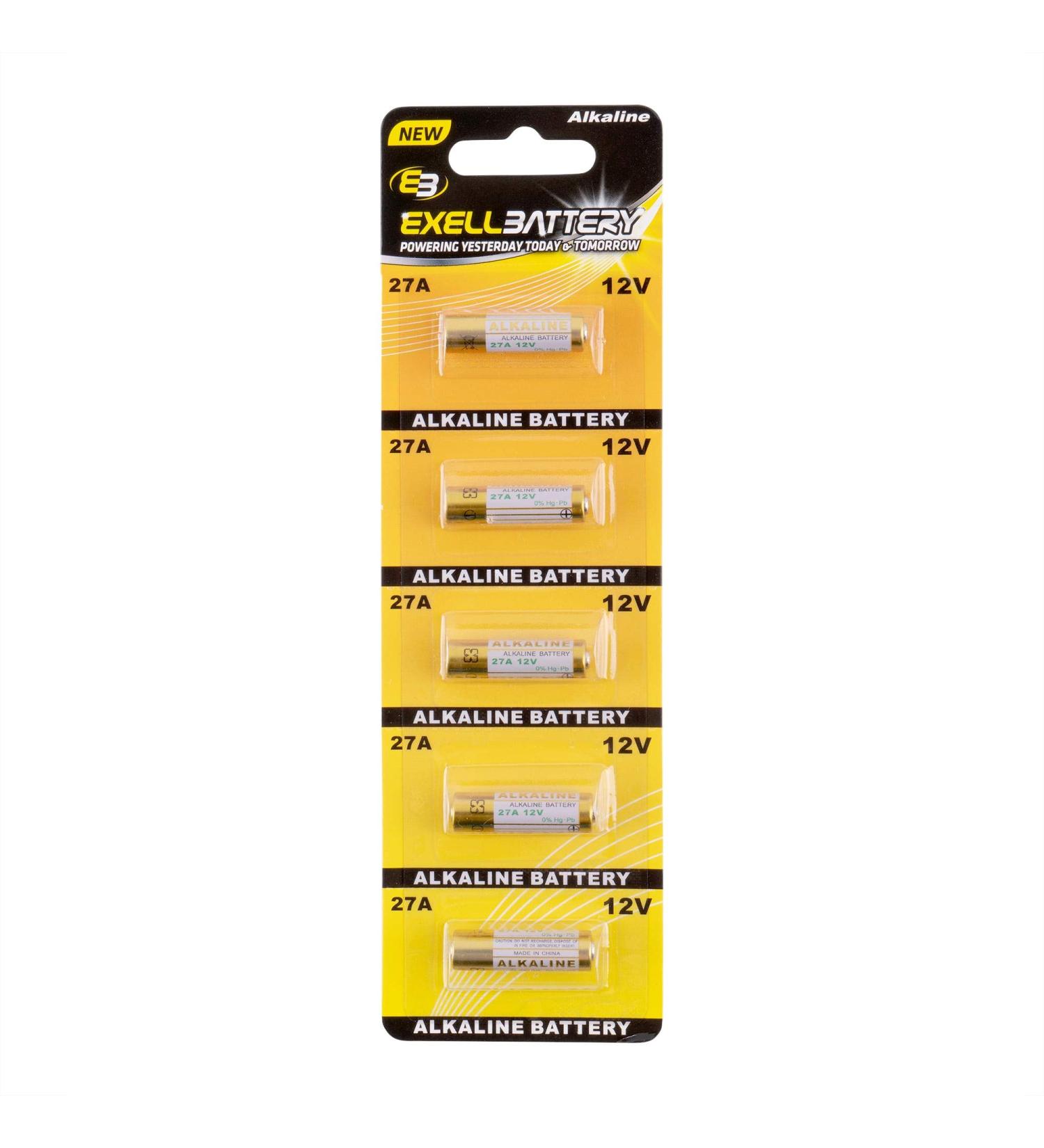 Buy Exell EB-27A Alkaline Battery - 12V 18mAh for Key Fobs Alarms & Garage Openers (5-Pack) | International Shipping Available - Buy Online on SooperMarket.com