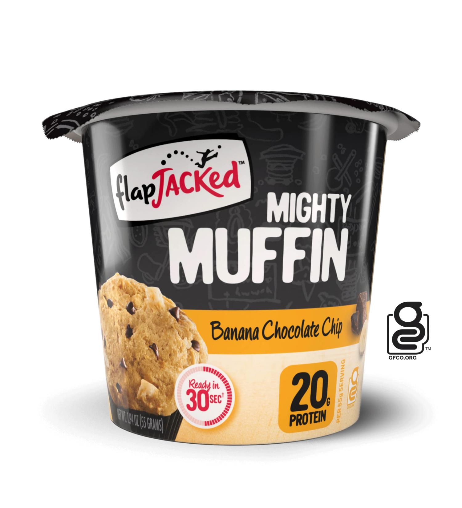 FlapJacked Mighty Muffins Banana Chocolate Chip 12 Pack - High Protein (20g) - Buy Online on SooperMarket.com