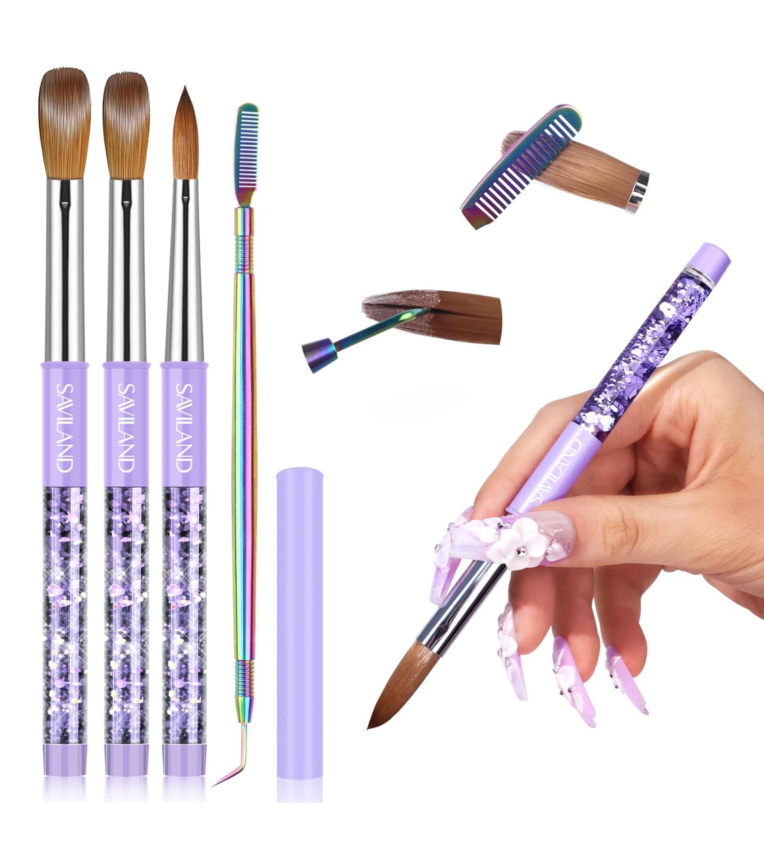 SAVILAND Kolinsky Acrylic Nail Brush Set - Sizes 6 10 14 | Professional Manicure Tool for Acrylic Nails & 3D Nail Art International Shipping Available - Buy Online on SooperMarket.com