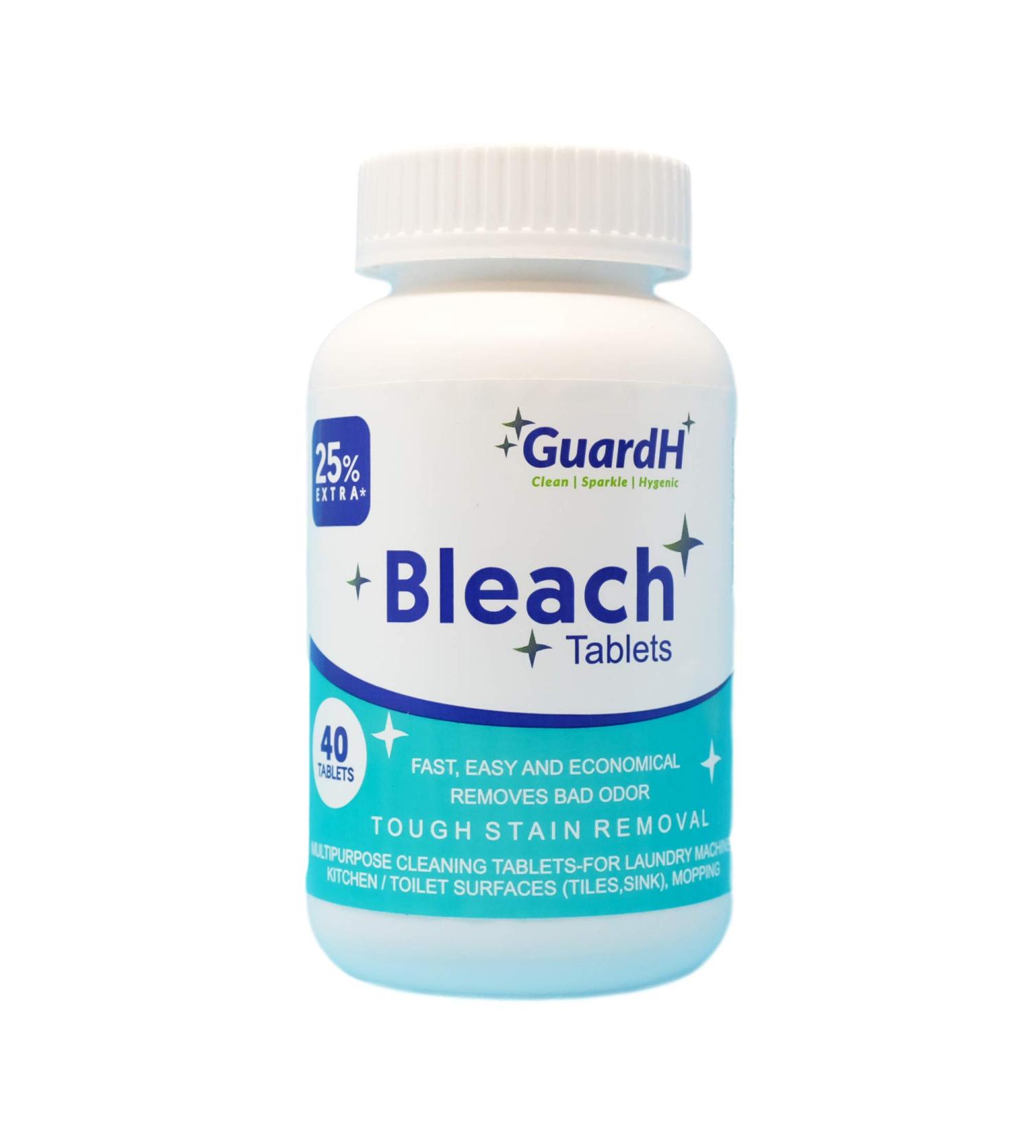 GuardH Bleach Tablets - 40 ct Laundry & Multipurpose Cleaning | Liquid Bleach Alternative for Kitchen, Bathroom, & Toilet - Buy Online on SooperMarket.com