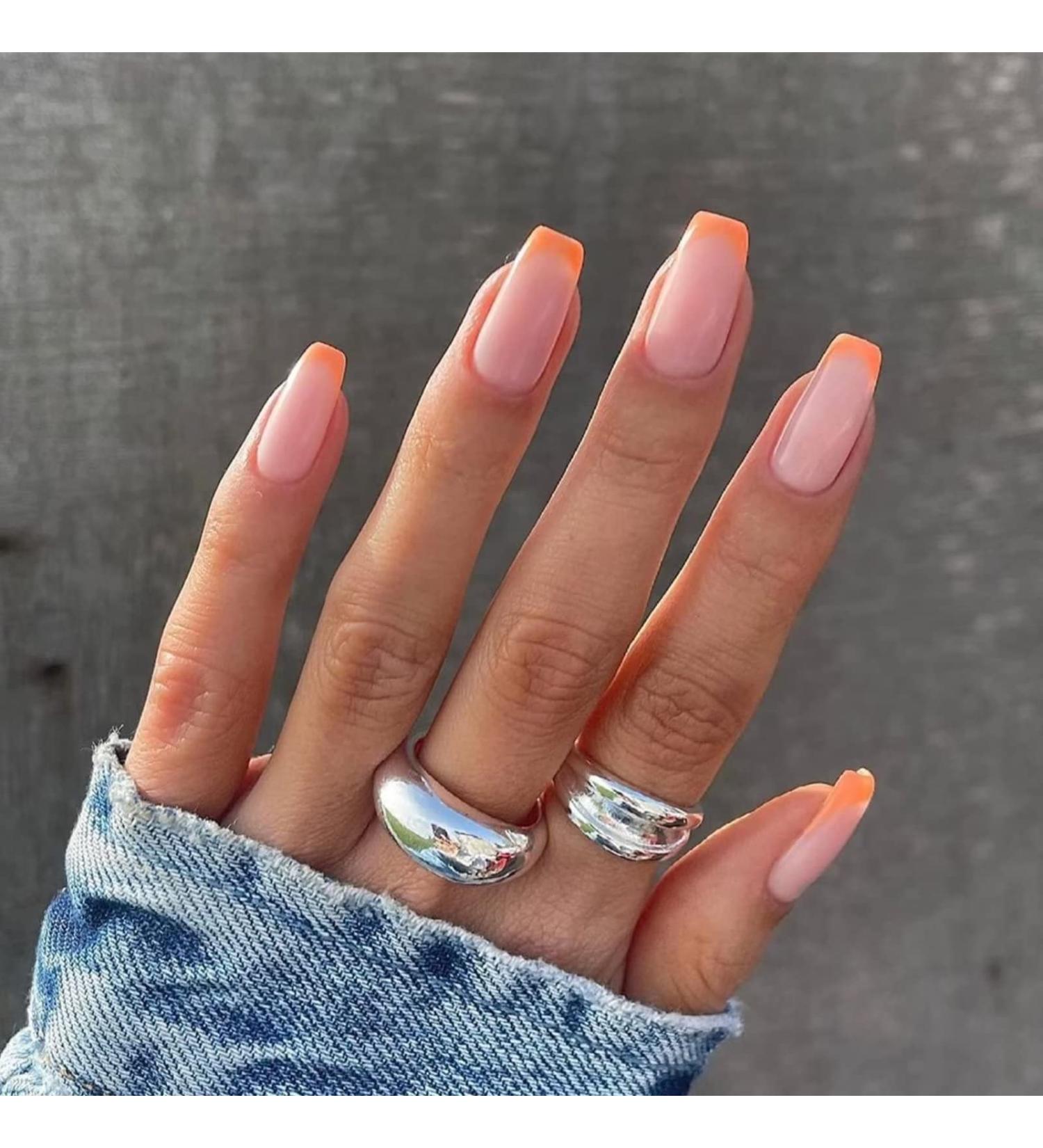 RUNRAYAY 24pcs Orange Press on Nails - Medium Almond Shape Acrylic Nails for Women & Girls - Buy Online on SooperMarket.com