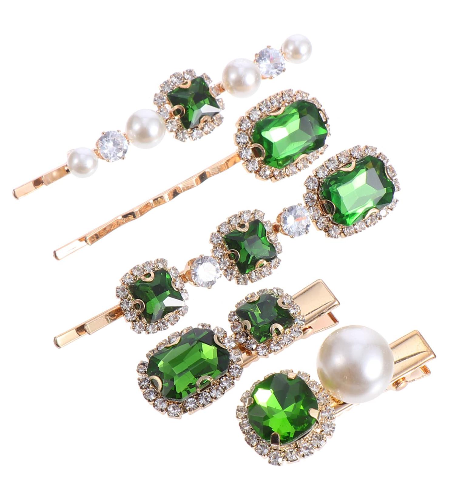 Gogogmee 1 Crystal Pearl Hair Clip Diamond Hair Clips Green Rhinestones Green Rhinestone Hair Barrettes Bridal Hair Accessories Bobby Hair Barrette Wedding Hair Clips Rhinestone Clips Alloy - Buy Online on SooperMarket.com