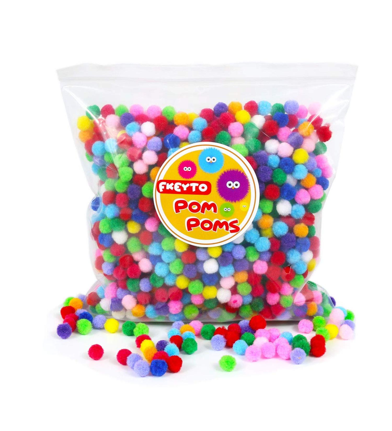 1500 Small 1cm Craft Pom Pom Balls in Bright Assorted Colors - Perfect for DIY Crafts - Buy Online on SooperMarket.com