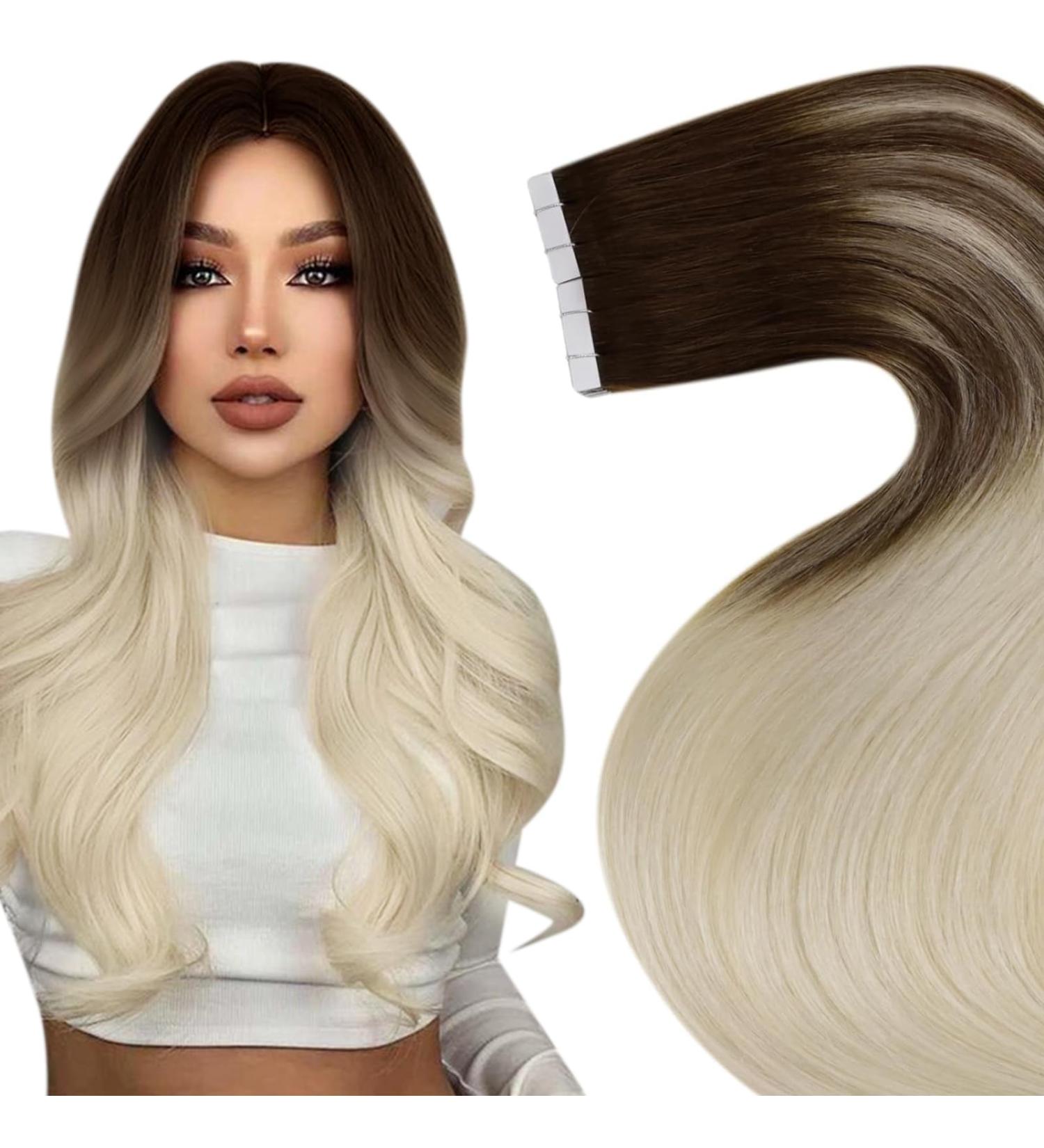 Buy Laavoo Real Hair Tape Extensions - Brown Ombre & Balayage 50g 20pcs 45cm - Premium Quality Remy Hair - Buy Online on SooperMarket.com