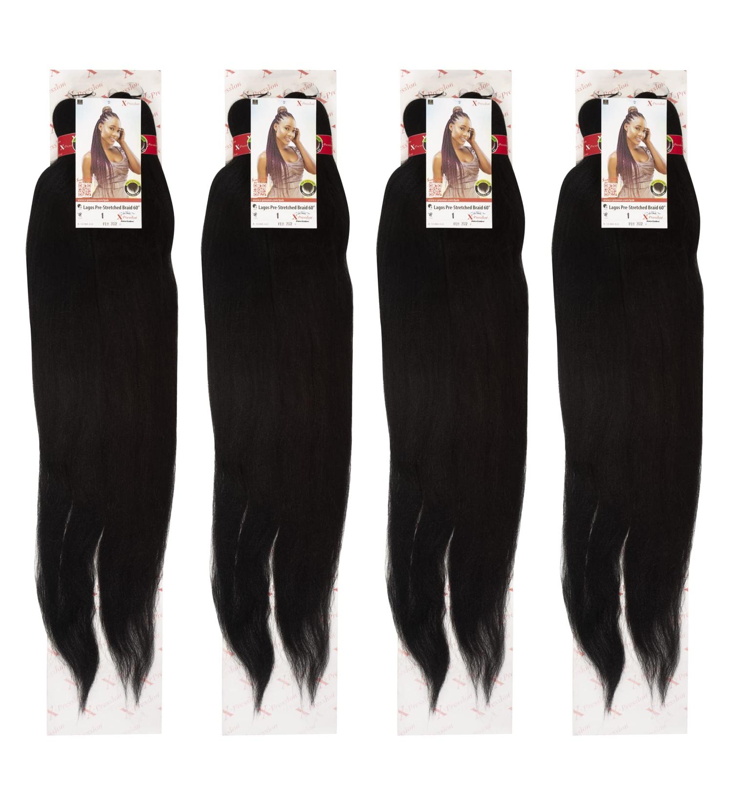 NEW 60 INCH PRE-PULLED XPRESSION Colour 1 (Jet Black) LAGOS BRAID PRE-PULLED PRE-STRECHED Hair Extension 60 2 In A Pack (Colour 1 Jet Black) Heat Resistant Tangle Free Jet Black 1 - Buy Online on SooperMarket.com