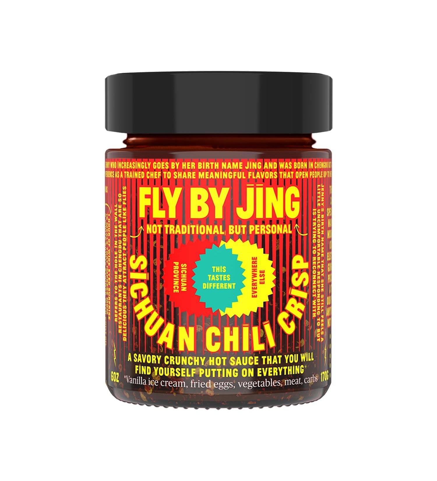FLY BY JING Sichuan Chili Crisp 6oz Deliciously Savory Umami Spicy Tingly Crispy Gourmet All Natural Vegan Gluten-Free Hot Chili Oil Sauce with Sichuan Pepper Good on Everything - Buy Online on SooperMarket.com