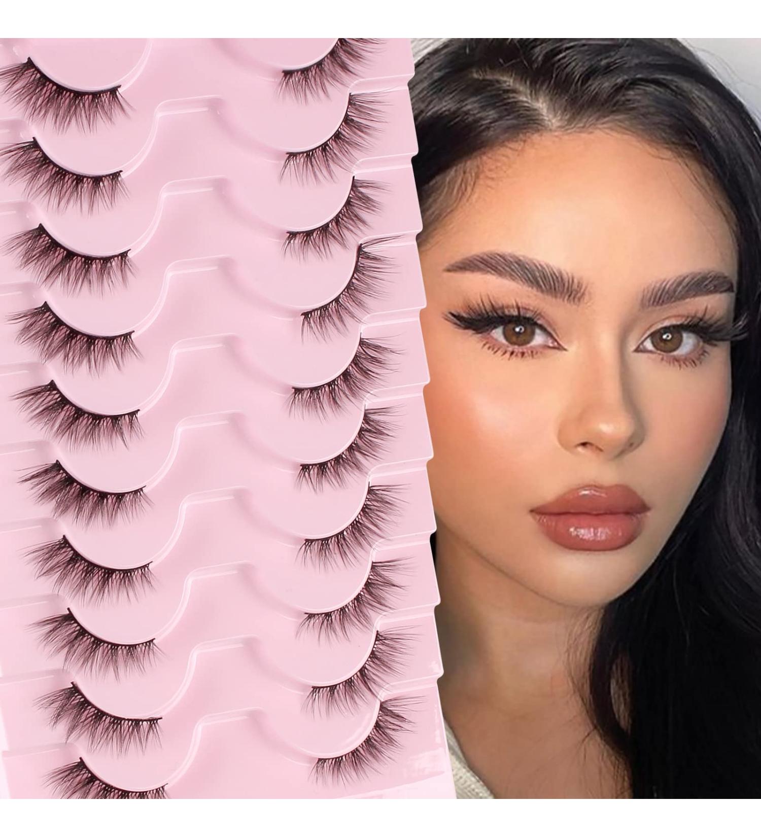 Glowingwin Wispy Cat Eye Half Lashes - 10 Pairs of Handmade Soft Corner False Eyelashes for Natural, Reusable, and Fluffy Look - 3/4 Strip Faux Mink Half Lashes-C - Buy Online on SooperMarket.com