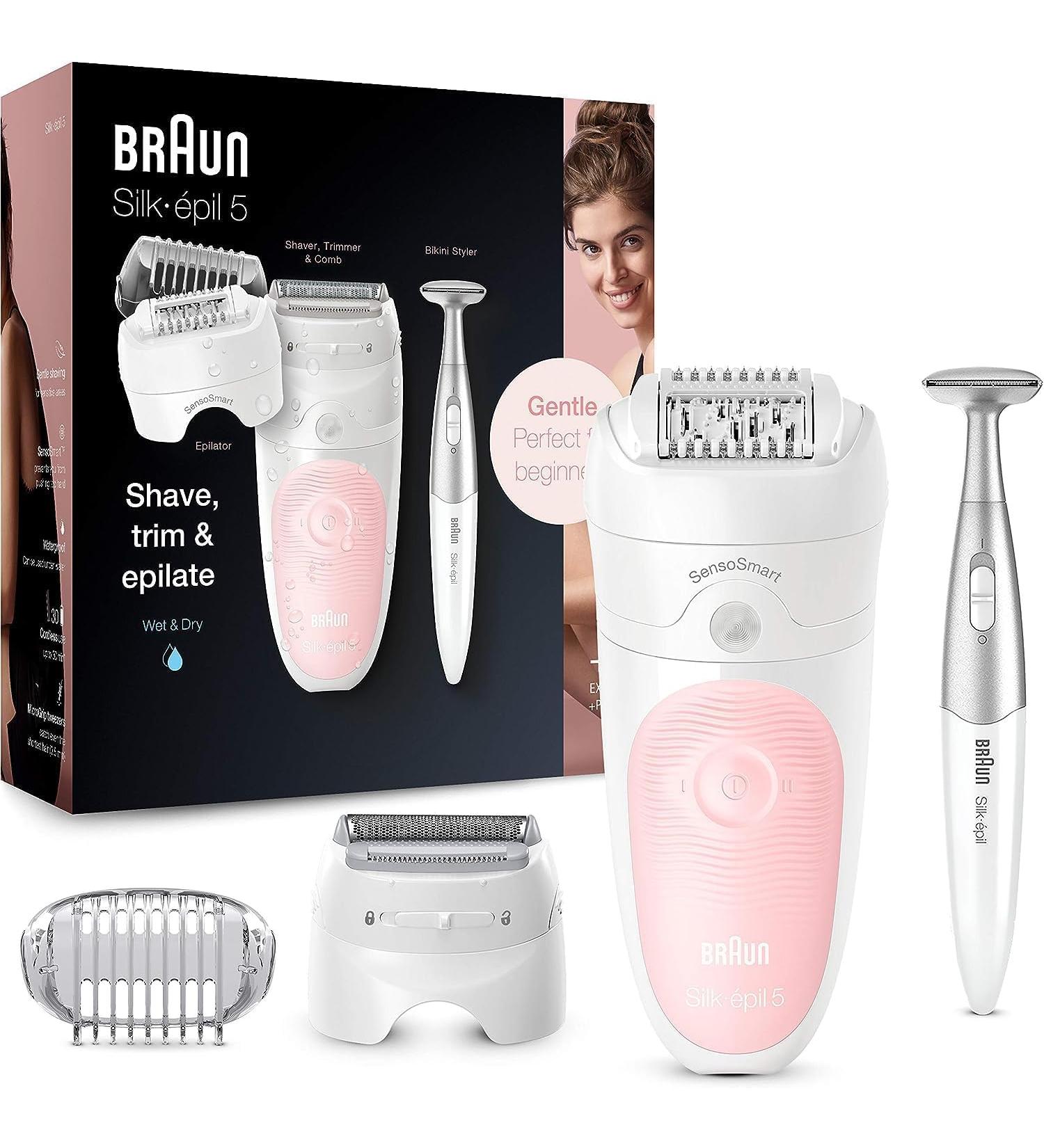 Braun Silk- pil 5 Epilator & Women's Razor - Electric Hair Removal & Bikini Trimmer with Massage Attachment Swiveling Head | Shop Internationally - Buy Online on SooperMarket.com