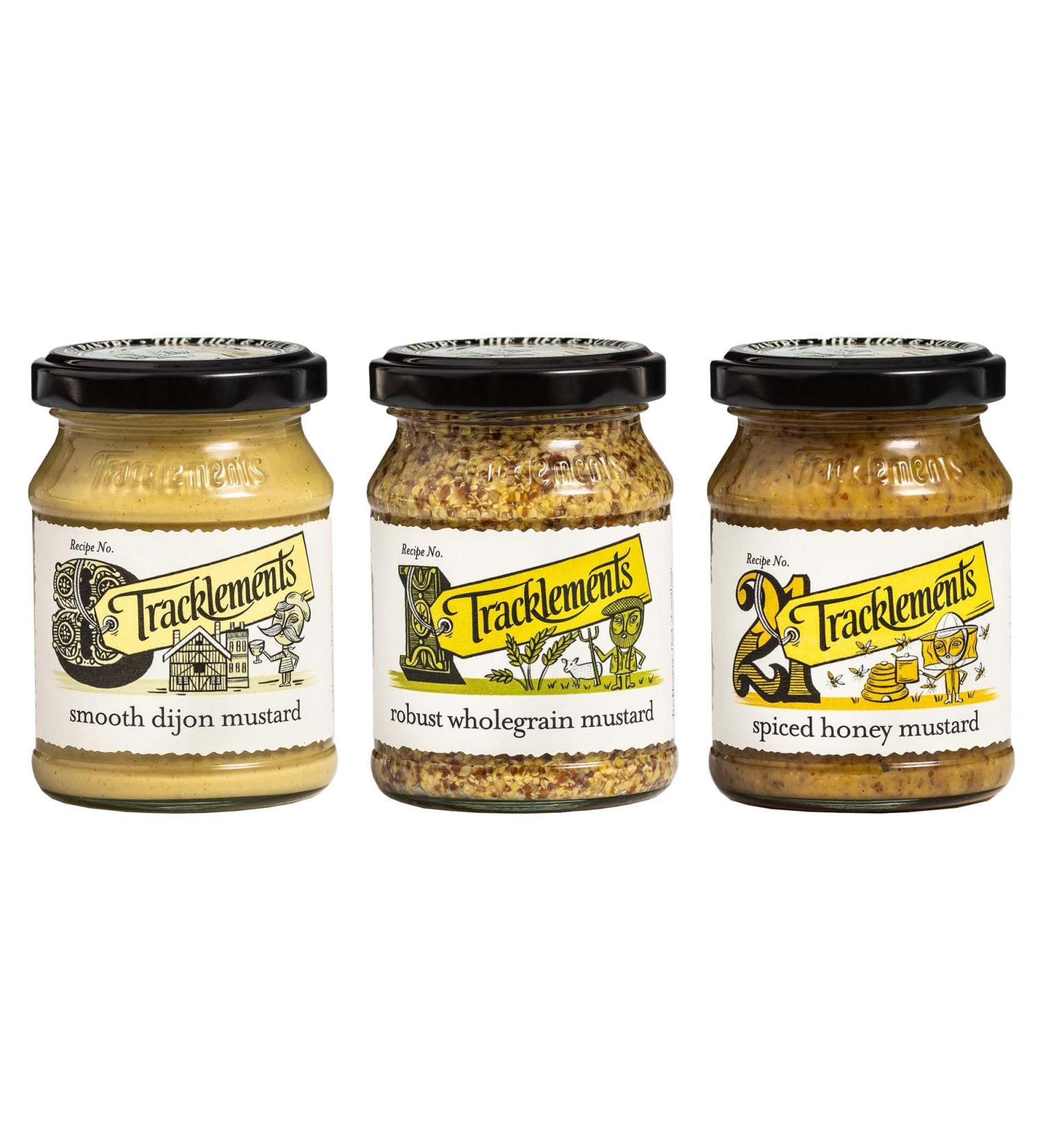 Intrinsic Treats Mustard Bundle with Tracklements Smooth Dijon Mustard 140g Robust Wholegrain Mustard 140g and Spiced Honey Mustard 140g (Pack of 3) - Buy Online on SooperMarket.com