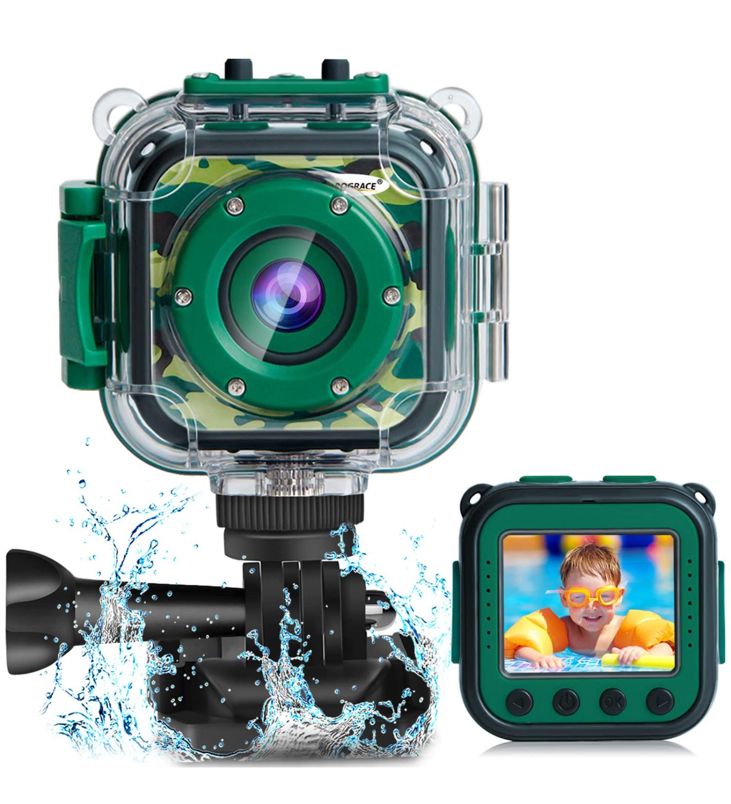 PROGRACE Kids Camera Waterproof Gift Toy - Children Digital Video Camera Underwater Camera for Kids 1080P Camcorder Toddler Sports Camera for Boys Birthday Learn Camera Pool Toys Age 3-14 Green - Buy Online on SooperMarket.com