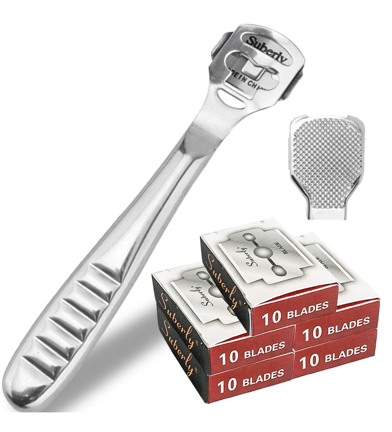 52 Pcs Callus Shaver Set - Stainless Steel Foot Razor with 50 Blades | Foot Care Tools for Hard Dry Skin Removal | Hand & Feet Callus Remover - Buy Online on SooperMarket.com