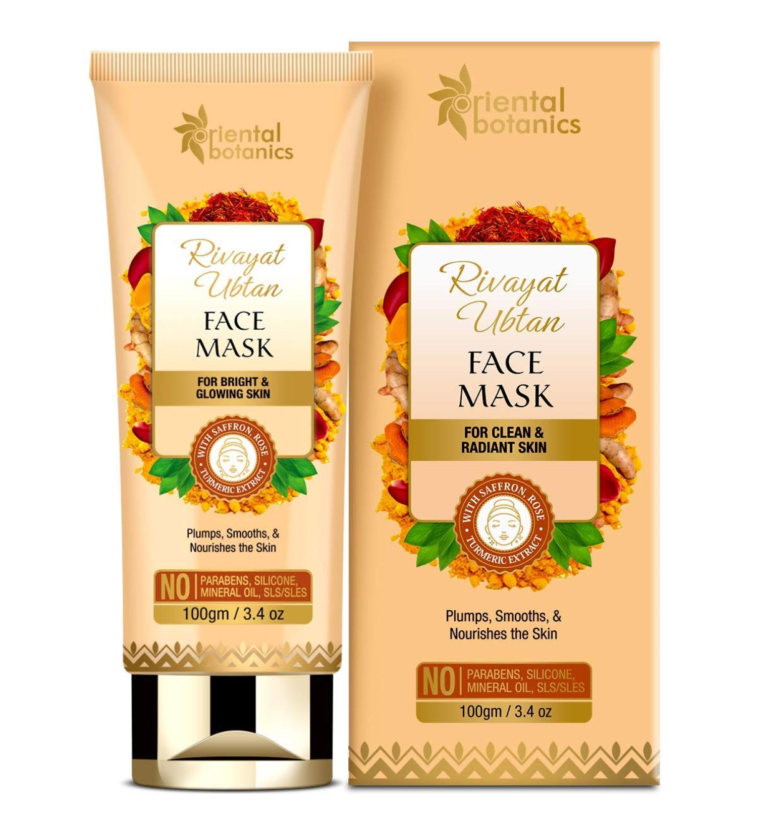 Buy Oriental Botanics Rivayat Ubtan Face Mask - Bright & Glowing Skin with Saffron Rose & Turmeric | No Parabens 100ml - International Shipping - Buy Online on SooperMarket.com