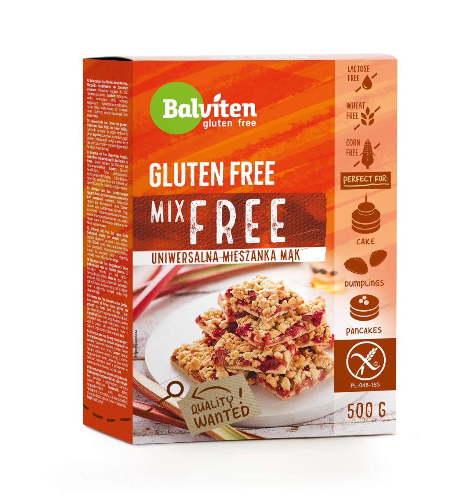 BALVITEN Gluten-Free Universal Mix for Bread 500 g Certified for Baking Cakes Dumplings Pancakes