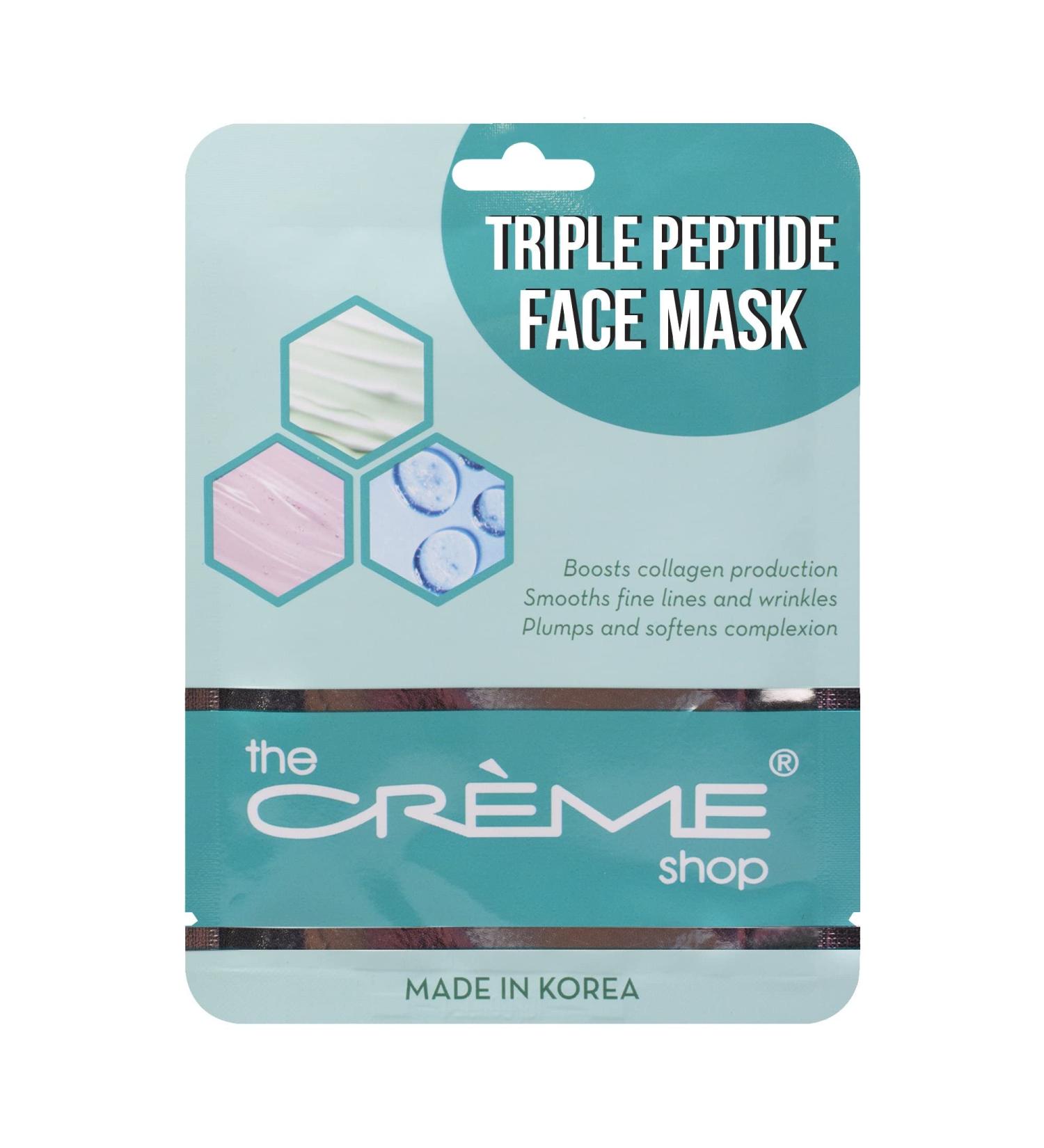 The Cr me Shop Triple Peptide Face Mask Essence Sheet Mask Anti-Aging Collagen Face Mask Sheet Plumps and Softens Skin Hydrating Face Mask with Amino Acids Korean Sheet Mask (5 Pack)
