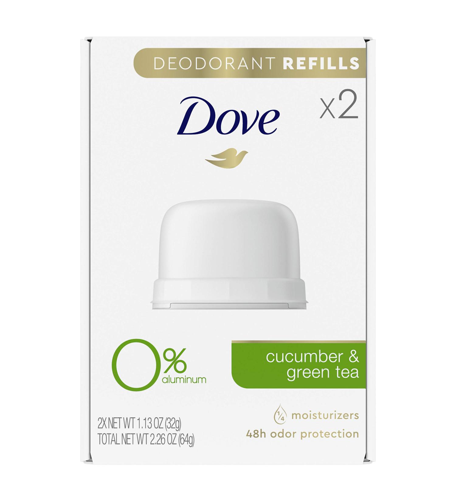 Dove Deodorant Refills Refill Kit 0% Aluminum Cucumber & Green Tea Aluminum Free Deodorant 1.13 oz Cucumber Green Tea 1.13 Ounce (Pack of 1) - Buy Online on SooperMarket.com