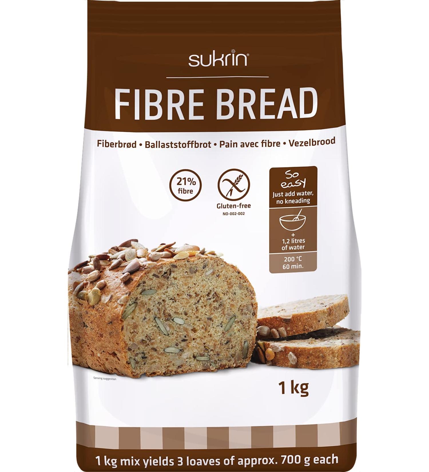Sukrin Fibre Bread Mix - Low Carb, Gluten Free, Milk Free, Yeast Free, High Fibre 1kg - Perfect for Keto Diets & Easy Baking (Pack of 1) - Buy Online on SooperMarket.com