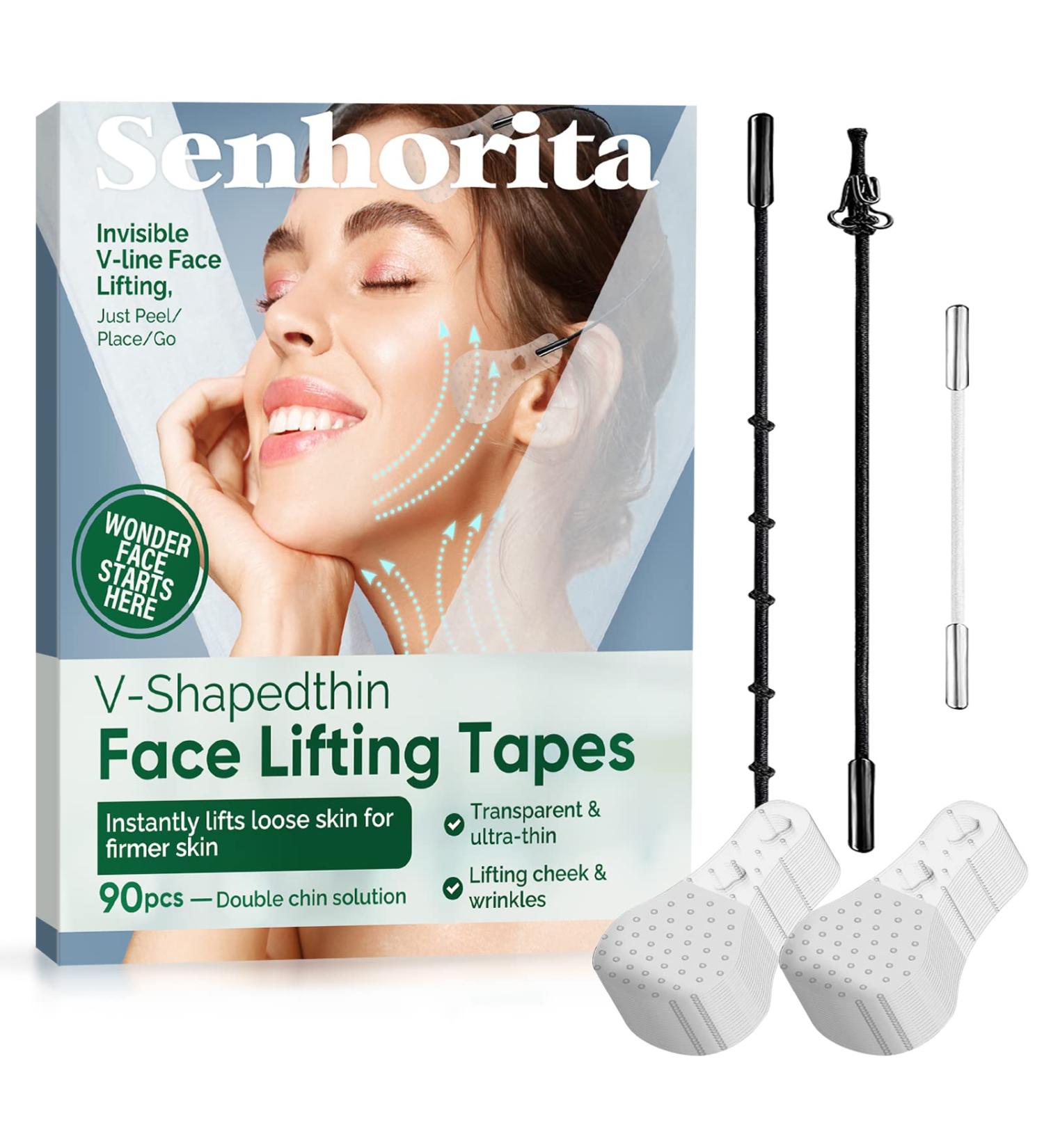 Senhorita Face Lift Tape 90Pcs - Instant V-Line Lifting & Tightening, Invisible Ultra-Thin High Elasticity Tape for Hiding Facial Wrinkles - Buy Online on SooperMarket.com