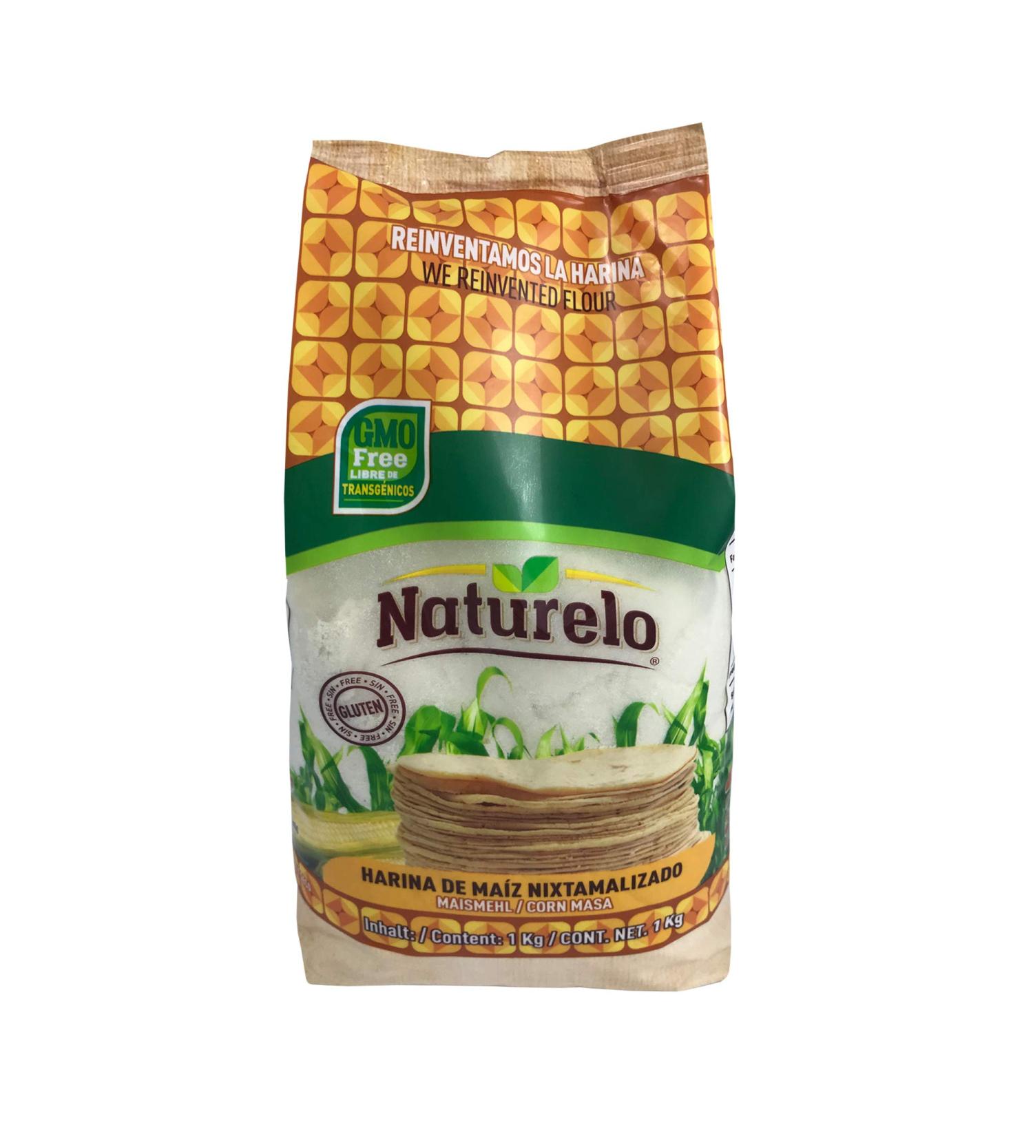 NATURELO 1kg Nixtamalized Cornmeal - 100% Natural Corn Harina de Maiz Nixtamalizado - Buy Online on SooperMarket.com