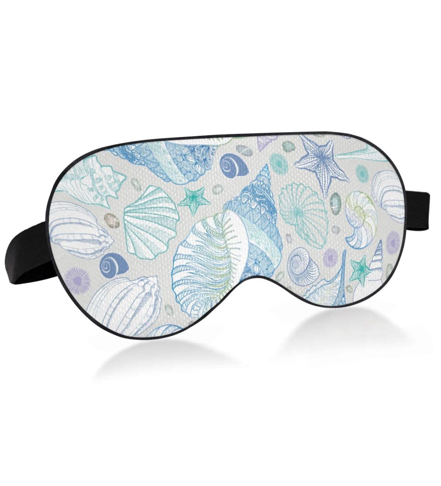 Adjustable Light Blocking Eye Mask for Deep Sleep - Haskirky Adult Men and Women - Ideal for Travel, Yoga, Meditation - Cartoon Seashell Design - Buy Online on SooperMarket.com