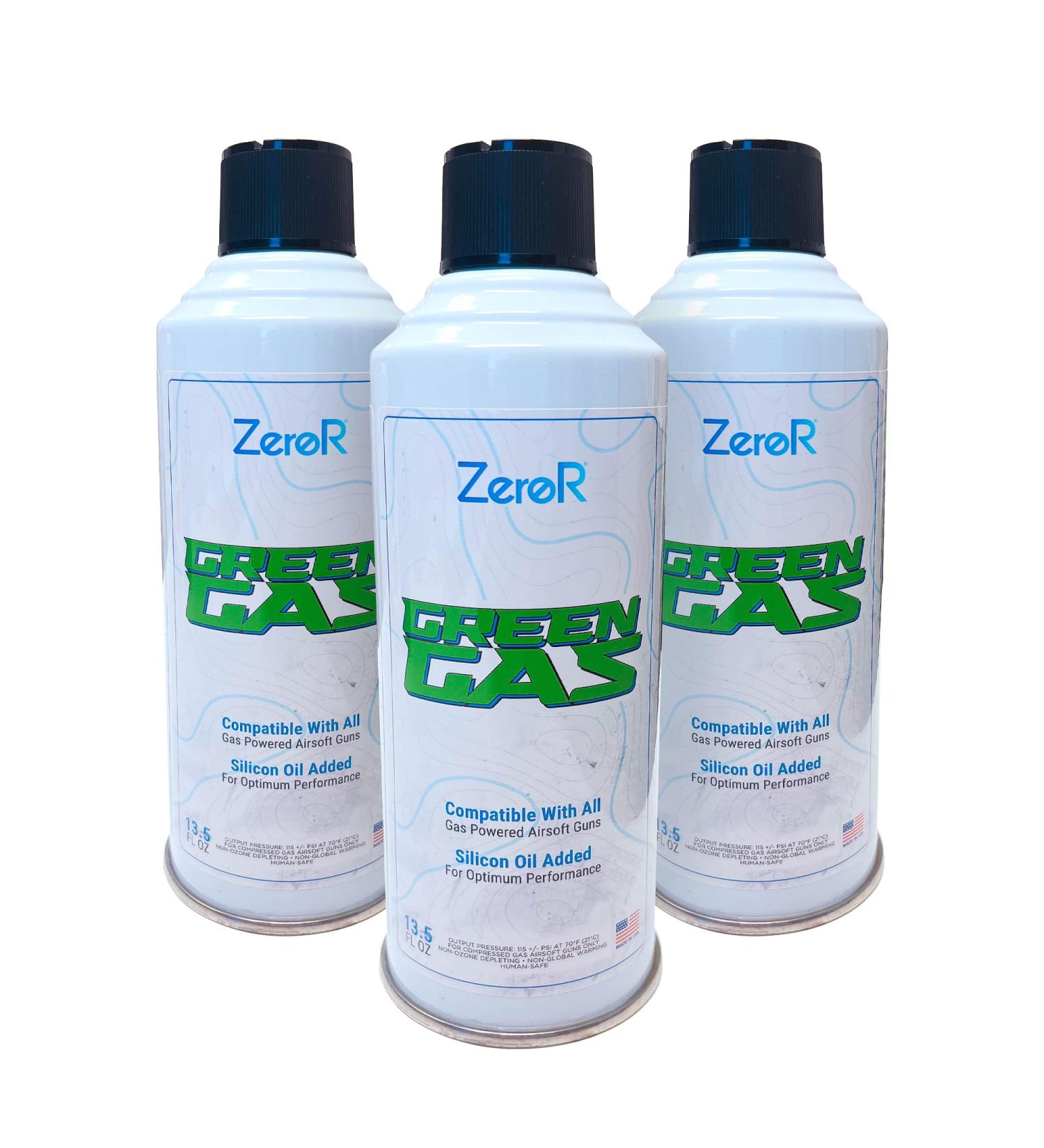ZeroR Green Gas | Fuel for Airsoft Pistols | 13.5 fl oz Cans Each (11.8 oz by Total Weight)