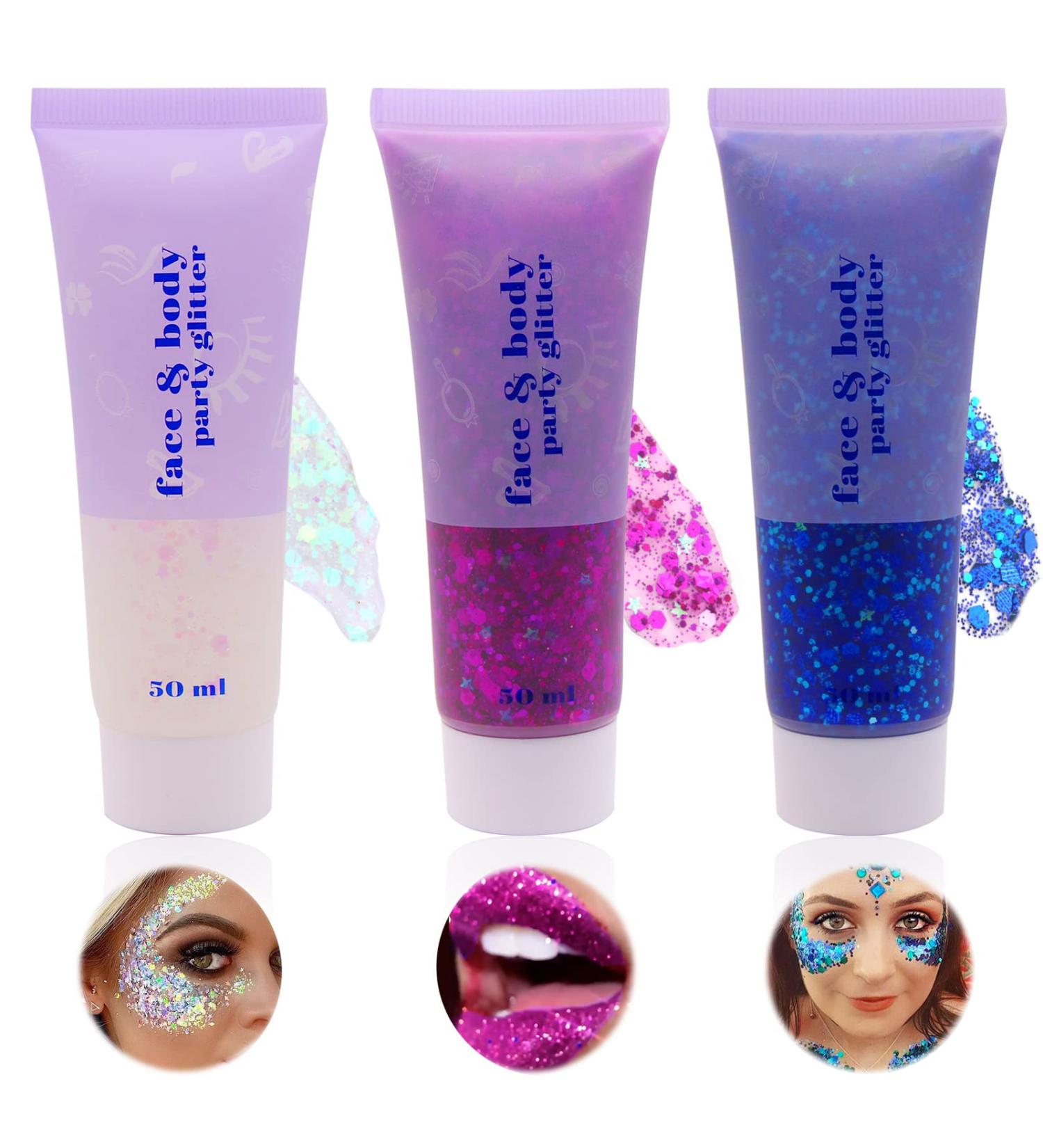 Mermaid Sequins Holographic Face Glitter Gel - Festival Makeup for Face, Body, and Hair - Buy Online on SooperMarket.com