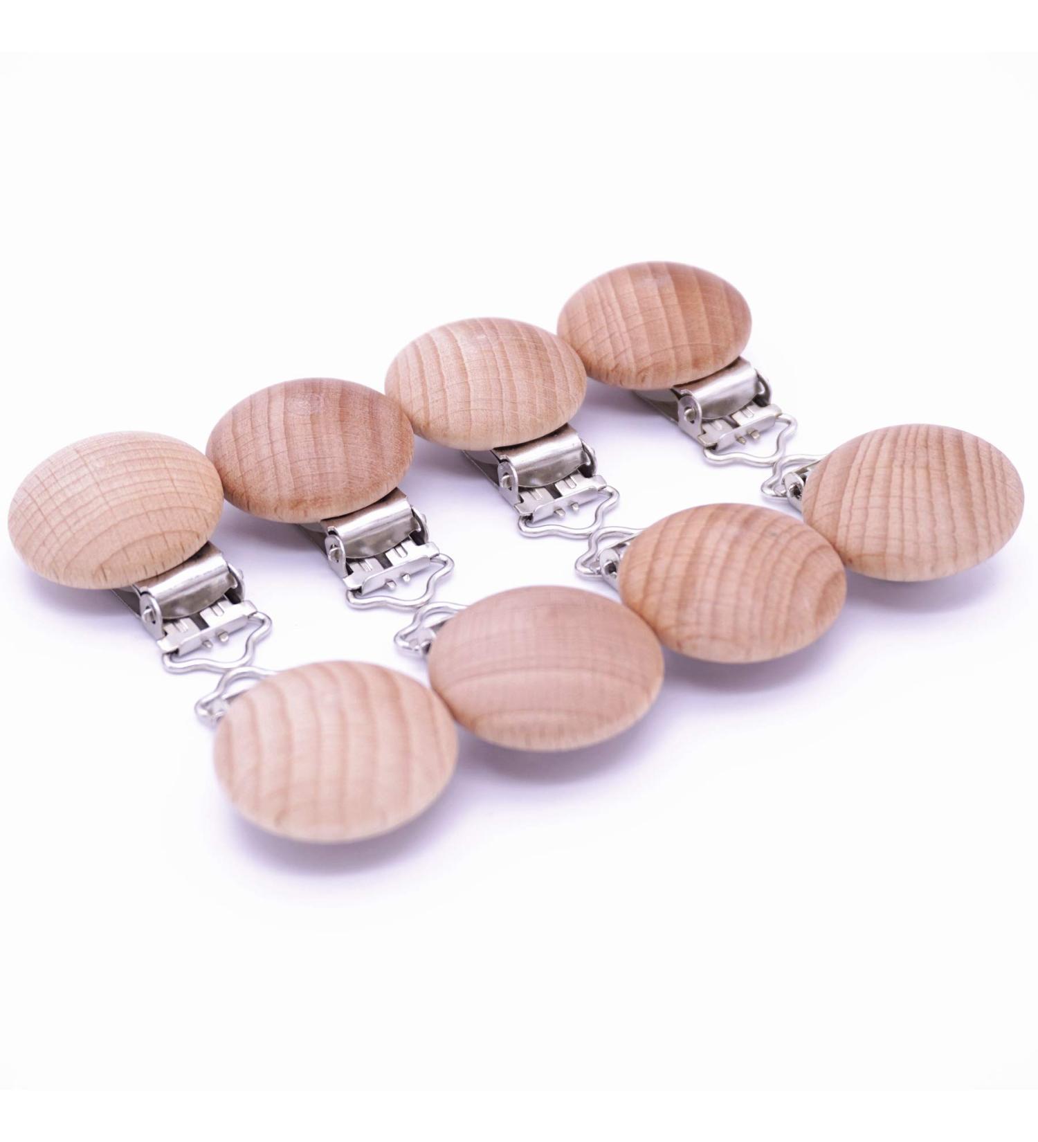 Sutoyuen 10Pcs 30mm (1.18) Natural Wood Pacifier Holder Round Beech Metal Teether Wooden Teething Beads Suspender Clips DIY Pacifier Accessories - Buy Online on SooperMarket.com