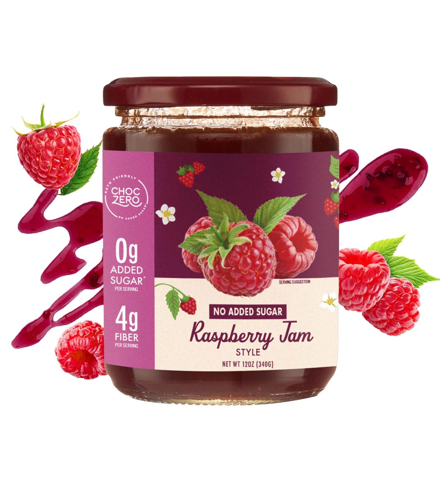ChocZero Sugar Free Raspberry Jam Preserves - Keto Jelly - No Added Sugar Fruit Spread - 12oz Jar - Buy Online on SooperMarket.com