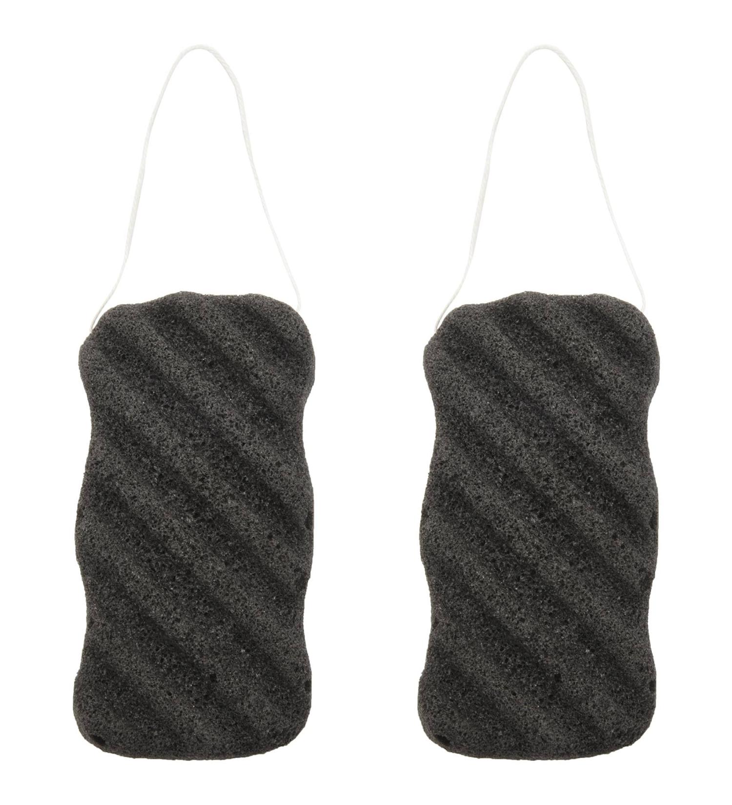 Activated Charcoal Sponge Set - Deep Cleansing Body and Sponge for Skin Care - Buy Online on SooperMarket.com