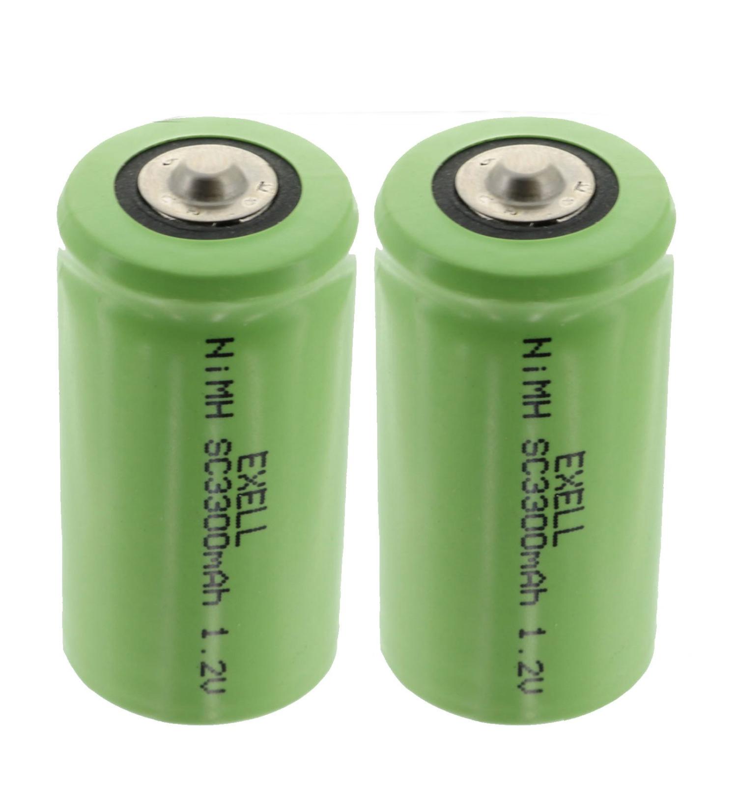 2x 1.2V NiMH SubC Size Rechargeable Button Top Batteries For electric razors toothbrushes electric tools