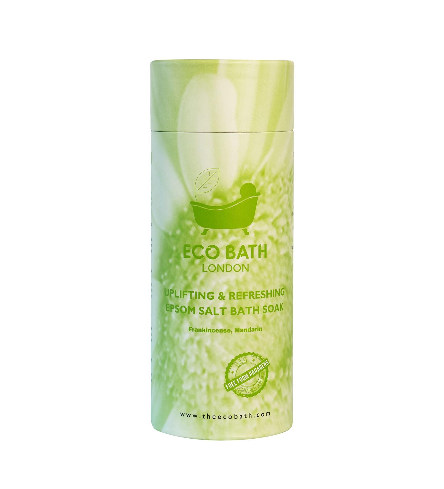 Eco Bath London Uplifting Epsom Salt Bath Soak with Frankincense and Mandarin Essential Oils - 1kg Tube - Buy Online on SooperMarket.com