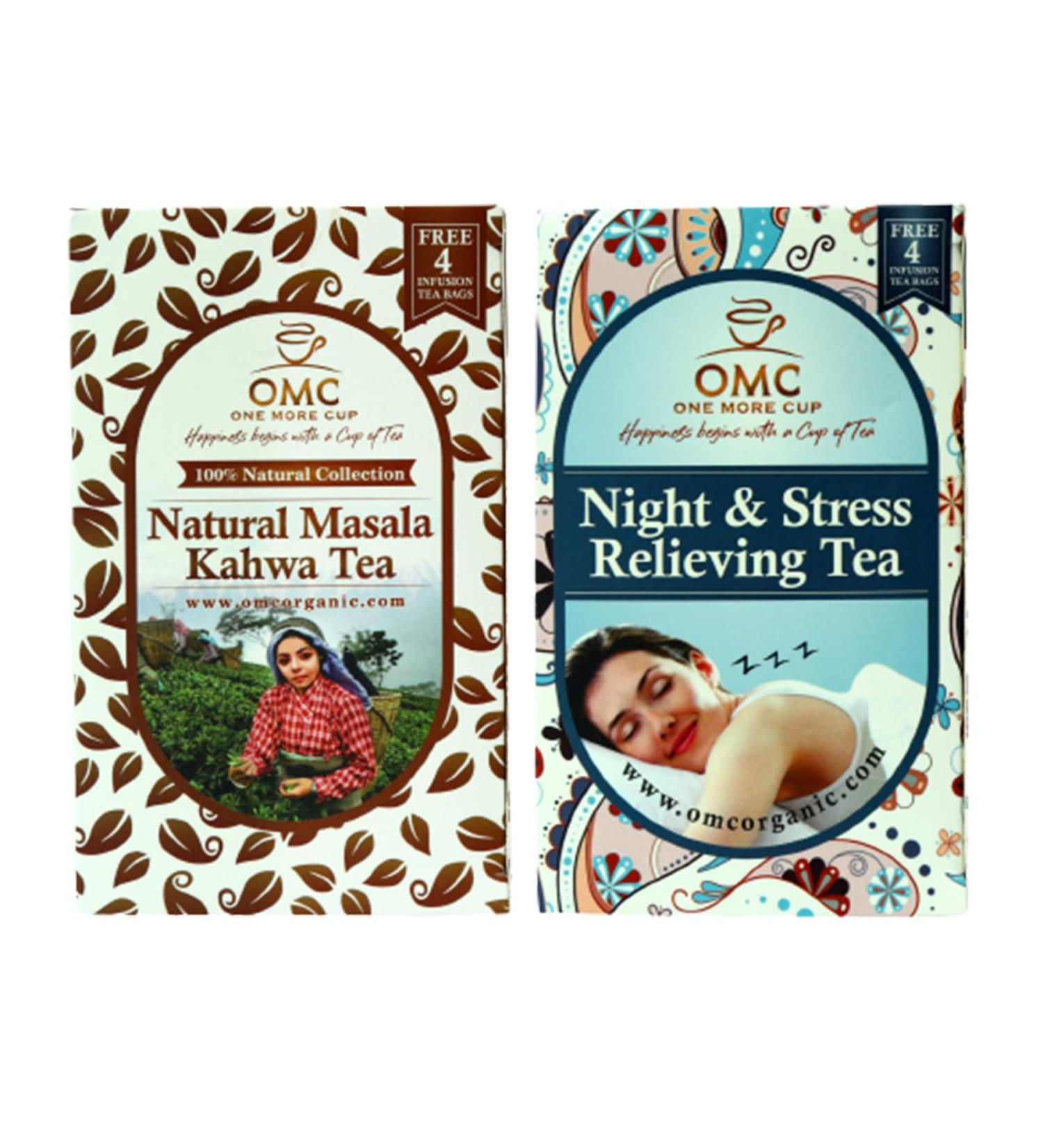 One More Cup Natural Night Tea With Chamomile Flavor & Masala Kahwa Tea Naturals Herbs Tea (40 Tea Bags) - Buy Online on SooperMarket.com