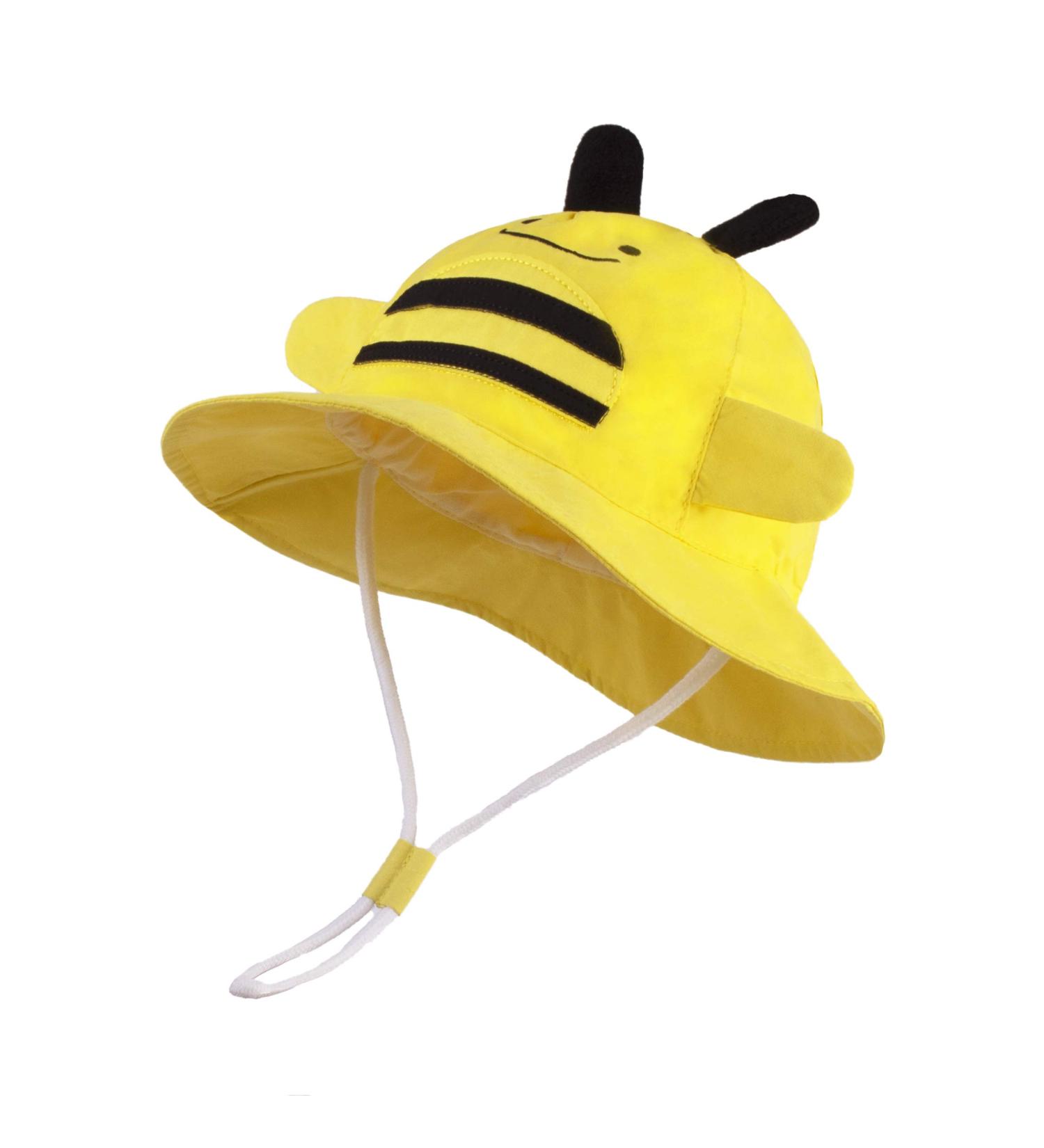 LANGZHEN Baby Girls Sun Protection Hat | Adjustable Toddler Kids Wide Brim Play Hat | Yellow Bee Design | 6-12 Months - Buy Online on SooperMarket.com