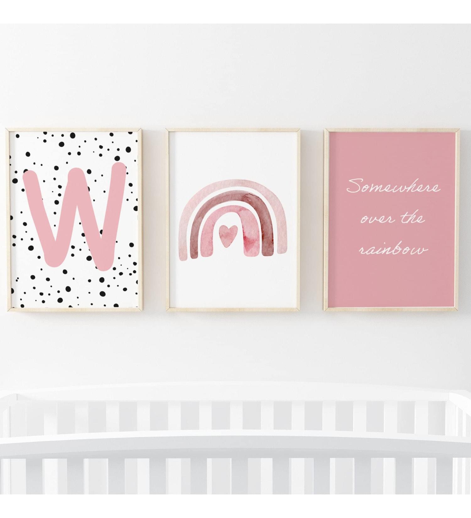 Pompom Prints Set of 3 Girls Bedroom Rainbow Nursery Scandi Boho Decor, 5x7 Inch W - Buy Online on SooperMarket.com