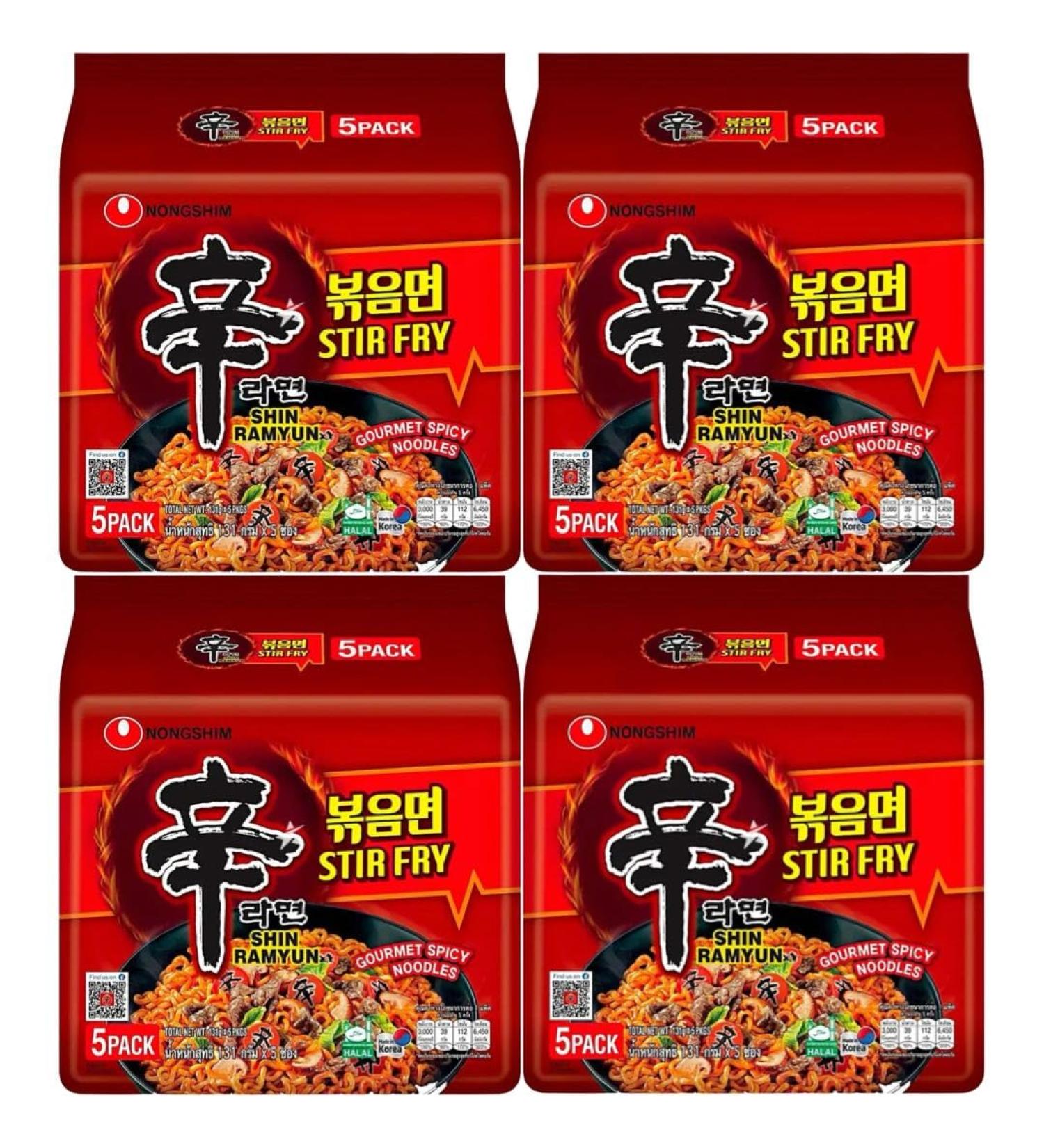 Nongshim SHIN Stir Fry Ramyun Gourmet Spicy Ramen Noodles 131g (20 Packs) HALAL - Buy Online on SooperMarket.com