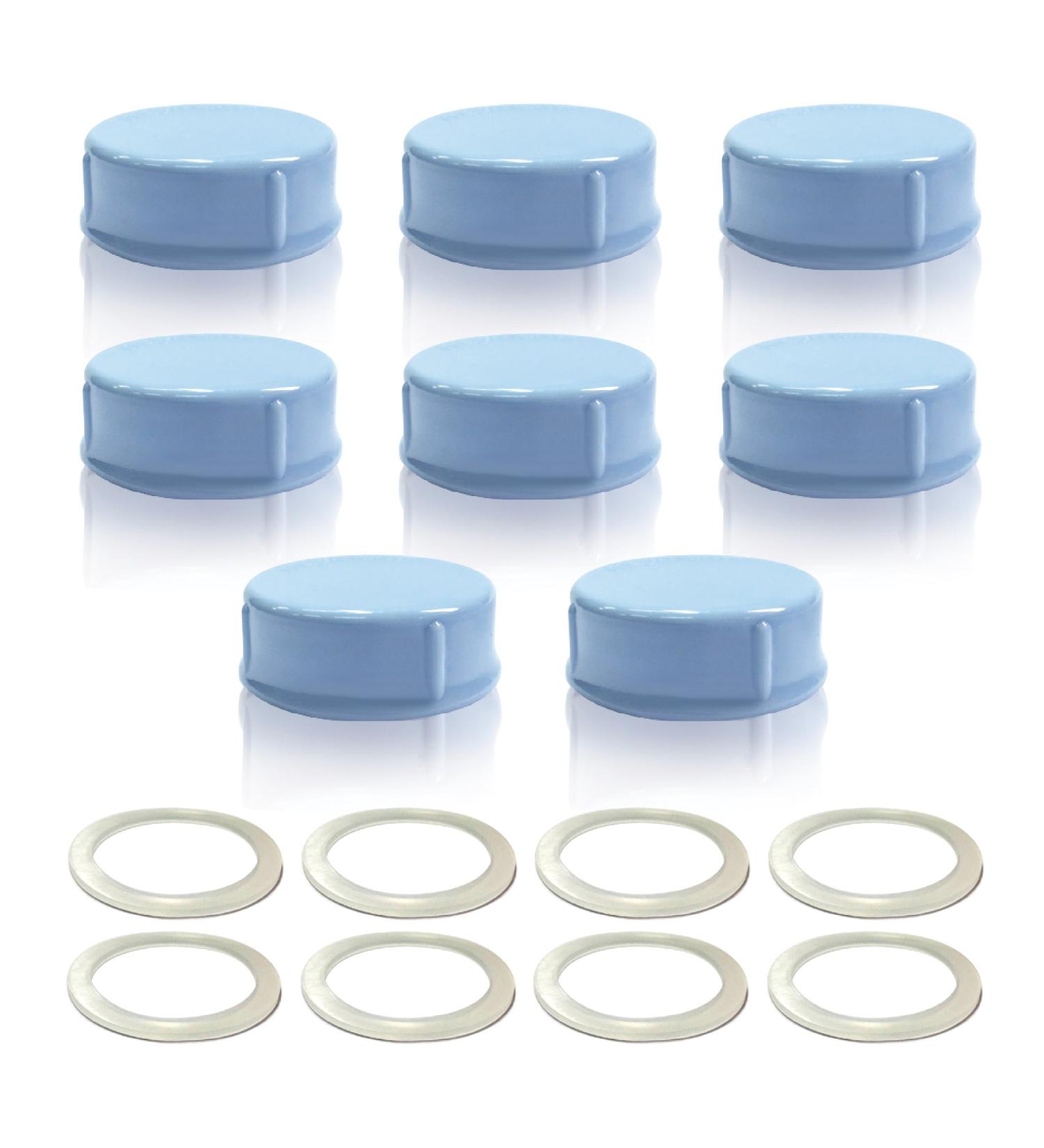 Maymom Solid Lids with Sealing Ring for Standard Bottles - Compatible with Medela, Ameda, Nuk, Playtex, Gerber, Lifefactory - 8pc Set (Blue) - Buy Online on SooperMarket.com