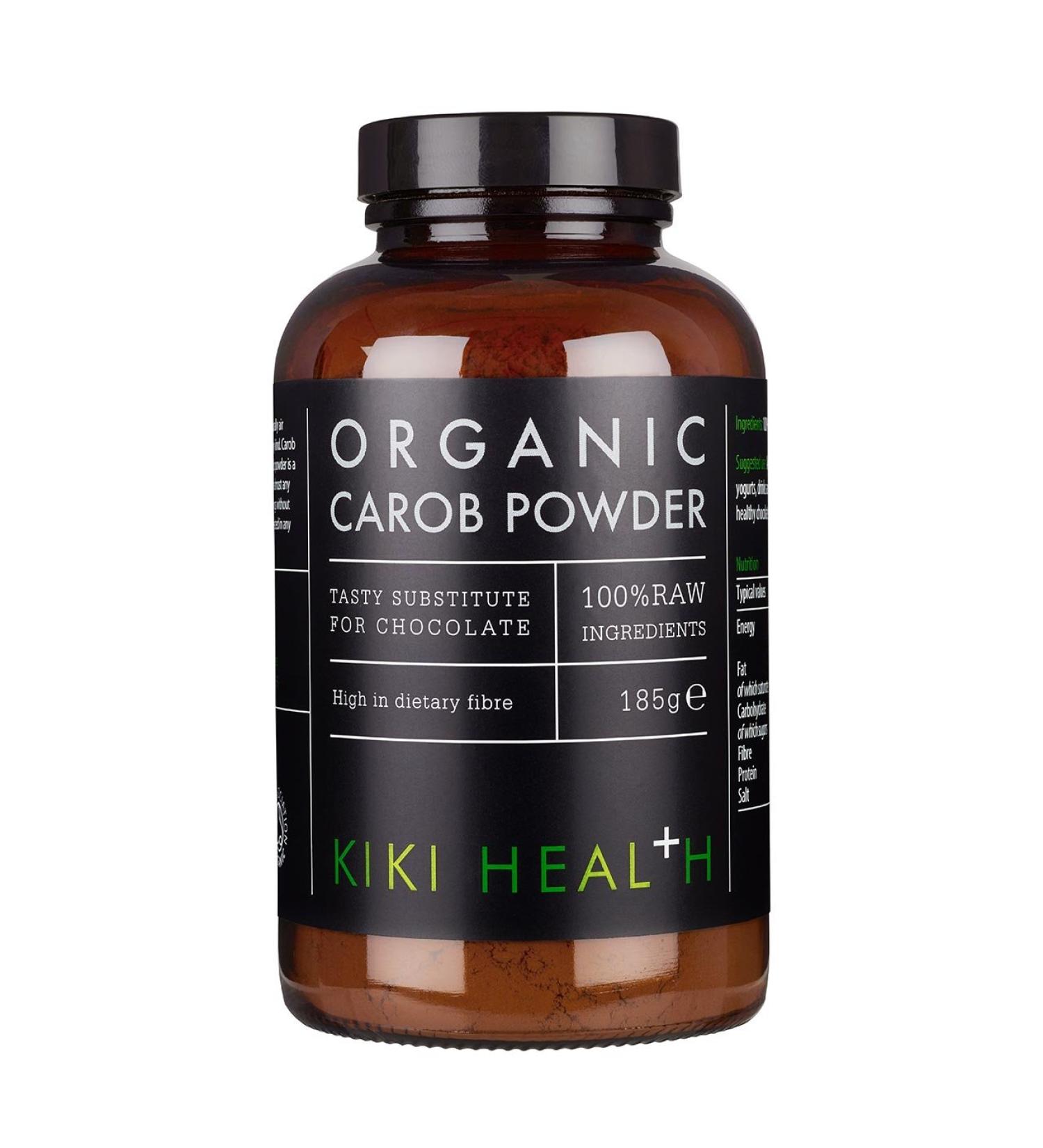 KIKI Health Organic RAW Carob Powder | Non GMO Gluten-Free Vegan Powder | Antioxidant Rich Superfood Perfect Chocolate Flavour Powder to Support Digestion | Antioxidant | Caffeine-Free - 185g - Buy Online on SooperMarket.com