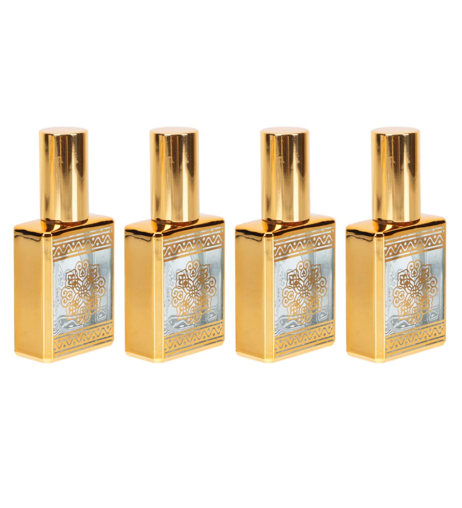 FRCOLOR 4PCS Refillable Travel Perfume Bottles - Mini 0.5oz Golden Perfume Spray for International Shipping - Buy Online on SooperMarket.com