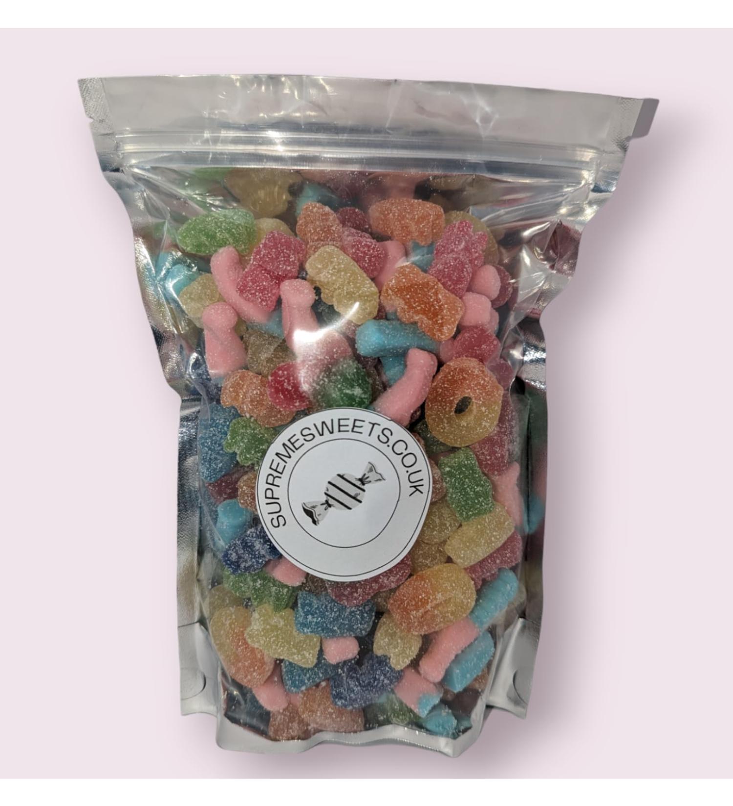 Vegan Mixed Quality Pick & Mix Sweets 1kg - Large Retro Candy Sweeties Assortment 1kg Pouch Gummy Jelly Fizzy Gift Chewy Pick n Mix