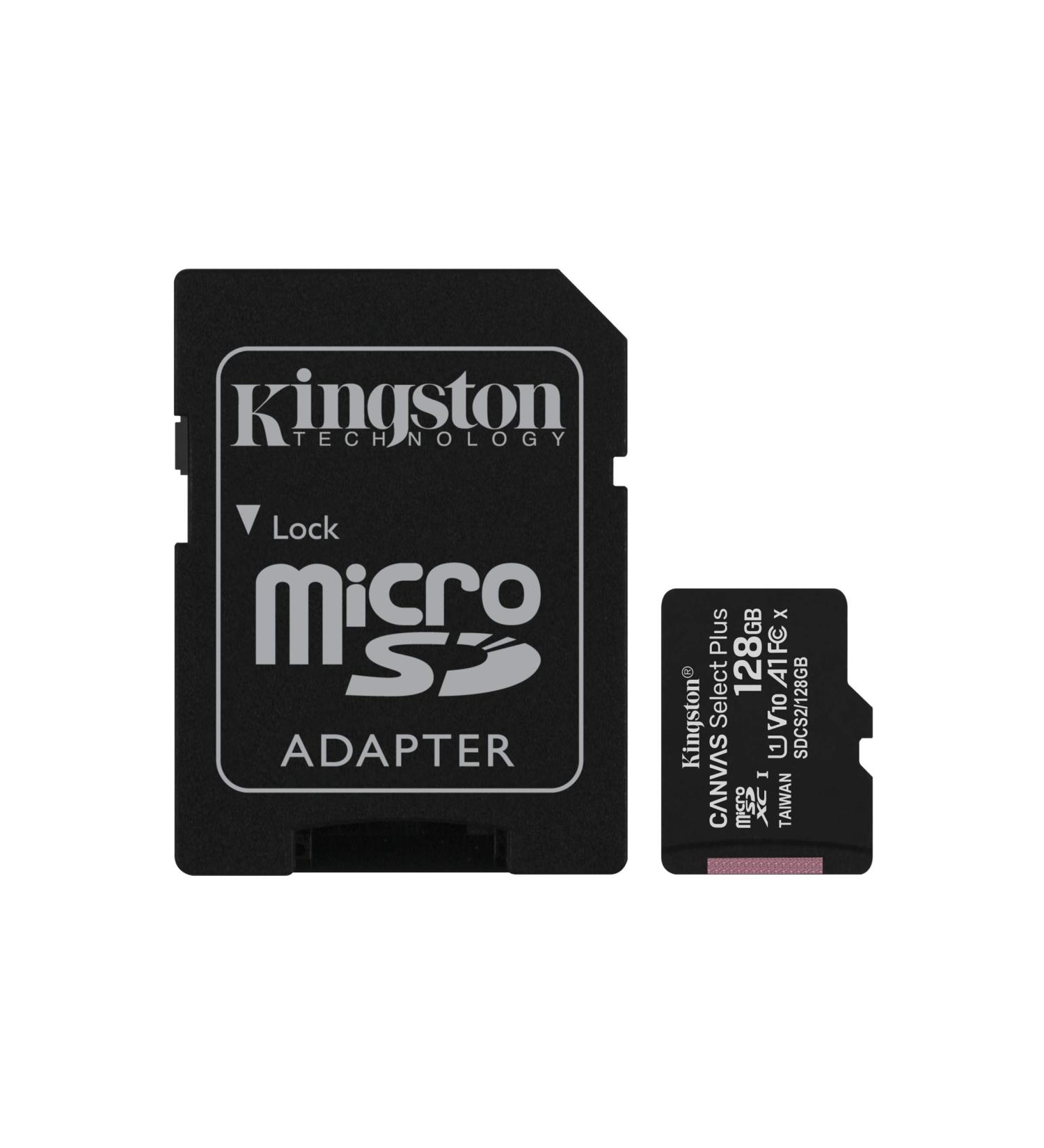 Kingston 128GB microSDXC Canvas Select Plus Memory Card + Adapter - 100MB/s Read, A1, Class 10, UHS-I - Fast Speeds up to 100MB/s - Buy Online on SooperMarket.com