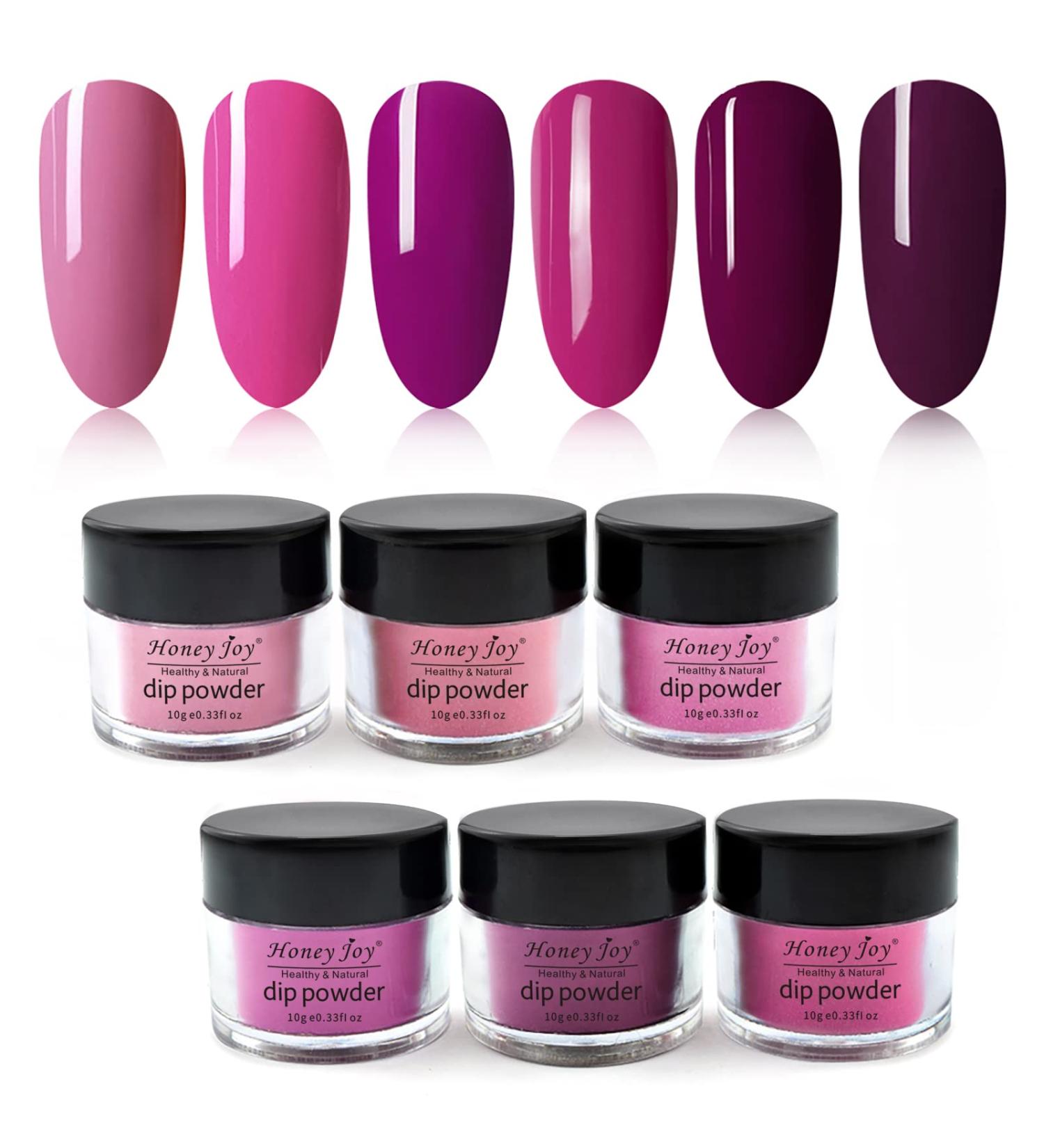 Honey Joy Rose Pink Dip Powder Nails Kit - Set of 6 Boxes | Hot Pink Nail Dipping Powder Colors | No Lamp Cure Required | Gel Polish Effect | Even & Smooth Finish - Buy Online on SooperMarket.com