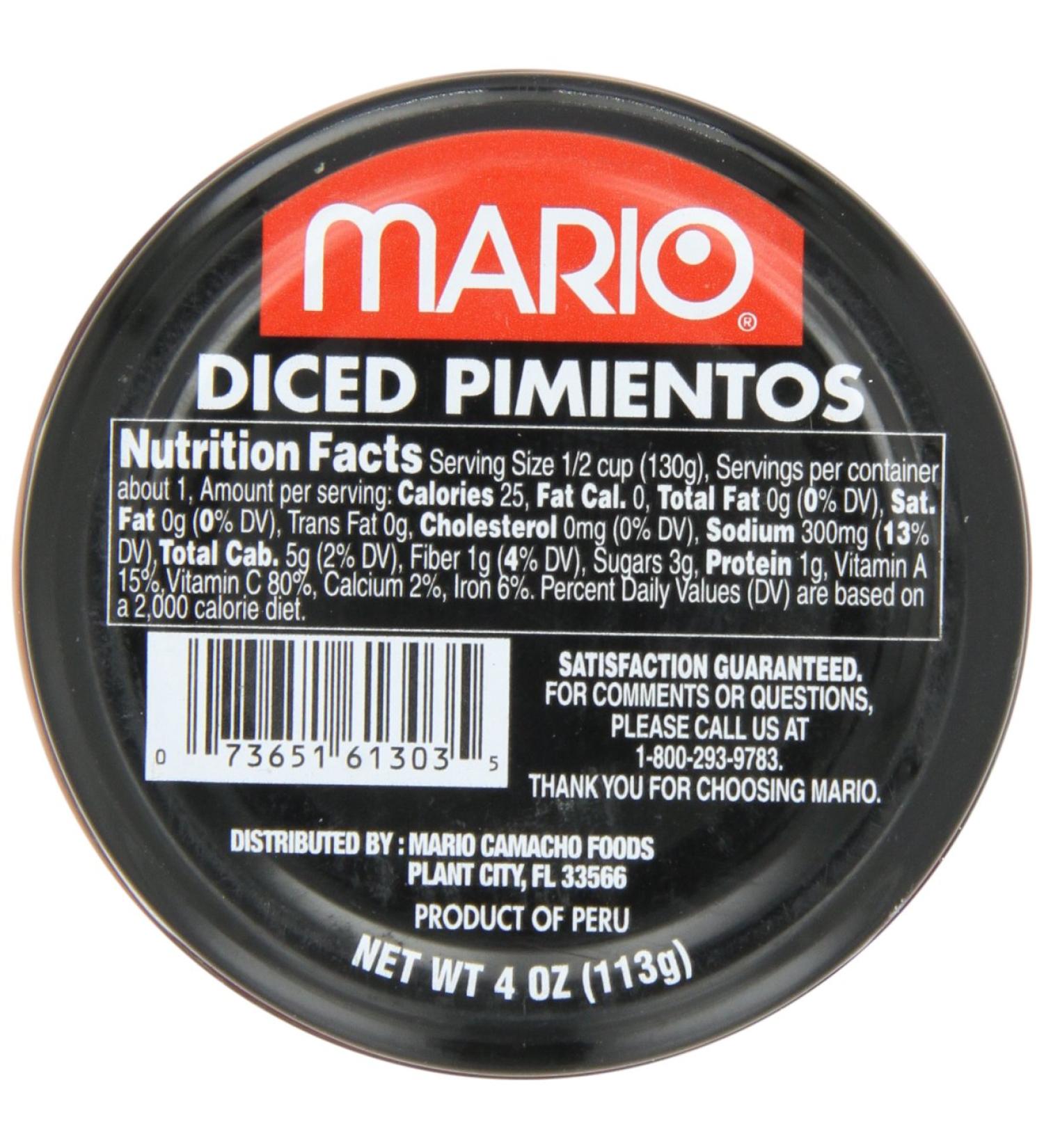 Mario Camacho Pimientos Diced 4oz (Pack of 12) - Premium Quality Spanish Peppers - Buy Online on SooperMarket.com
