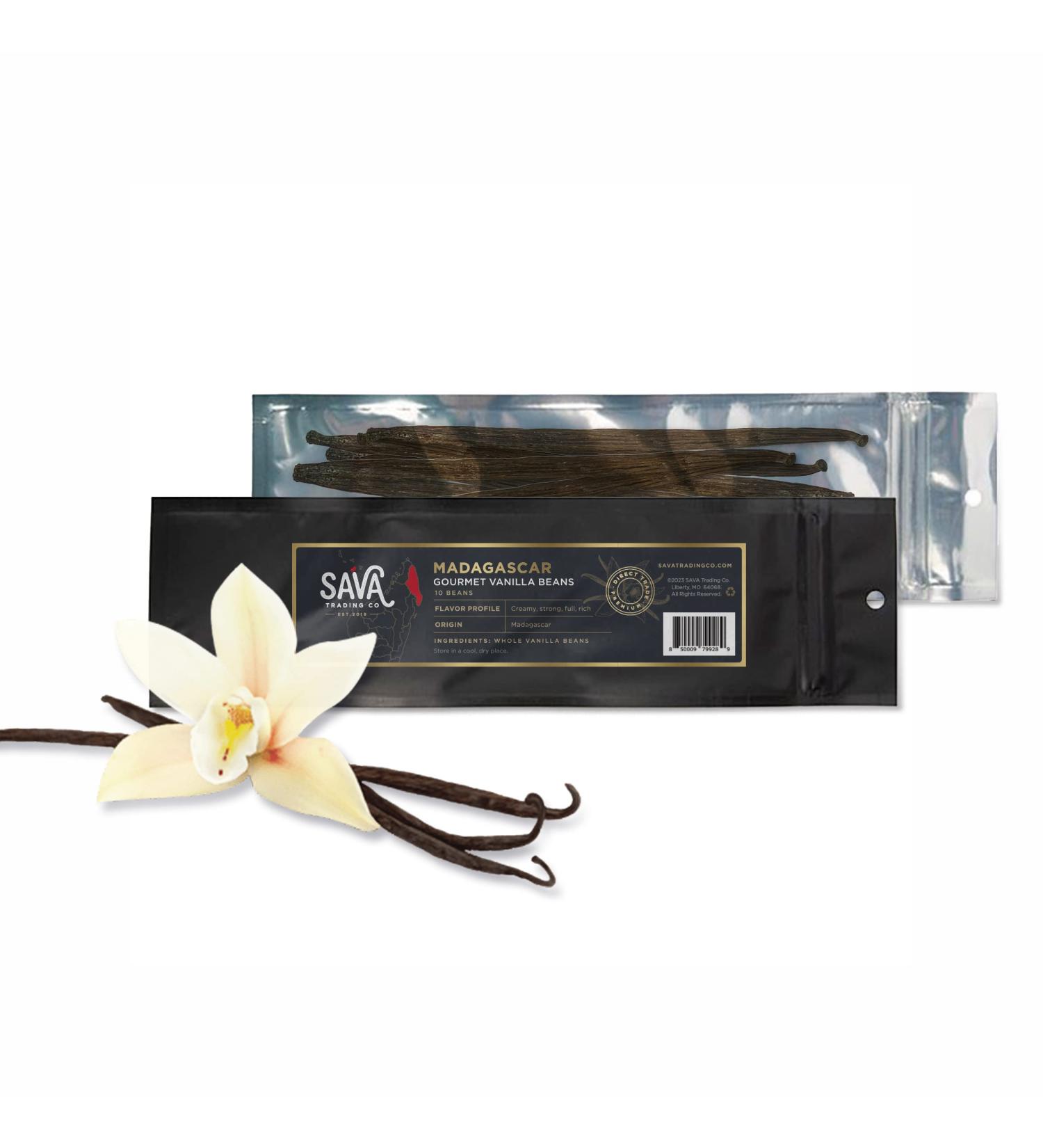 SAVA Madagascar Vanilla Beans  Bourbon Gourmet Vanilla Beans from Madagascar w/Rich  Deep Colored Vanilla Pods  Cooking & Baking Supplies (10 Count) 10 Beans - Buy Online on SooperMarket.com